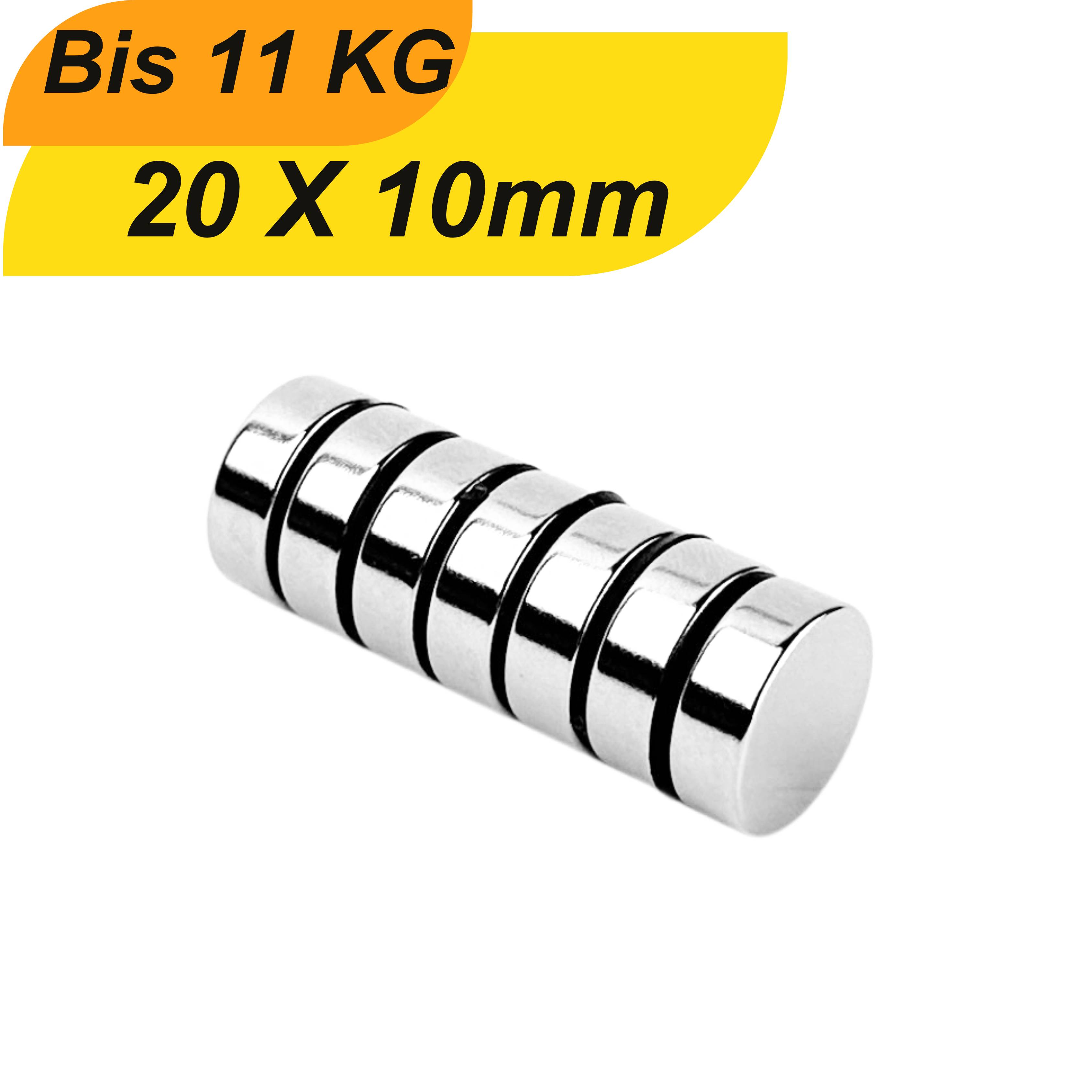 1 Stück Neodym Magnet 20mm x 10mm Supermagnete hohe Haftkraft Scheibenmagnet
