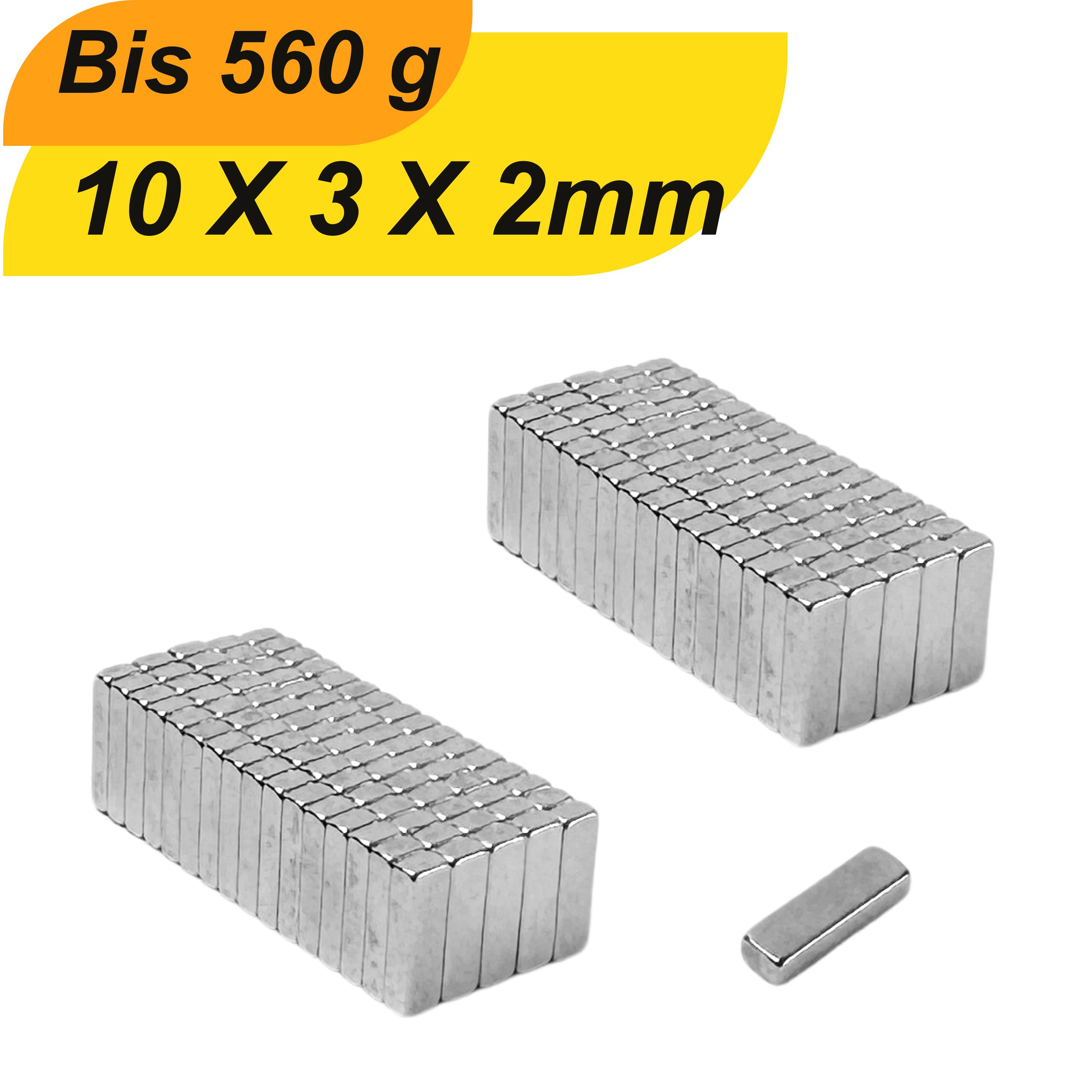 1 Stück Neodym Magnet 10mm x 3mm x 2mm Supermagnete hohe Haftkraft Quadermagnete