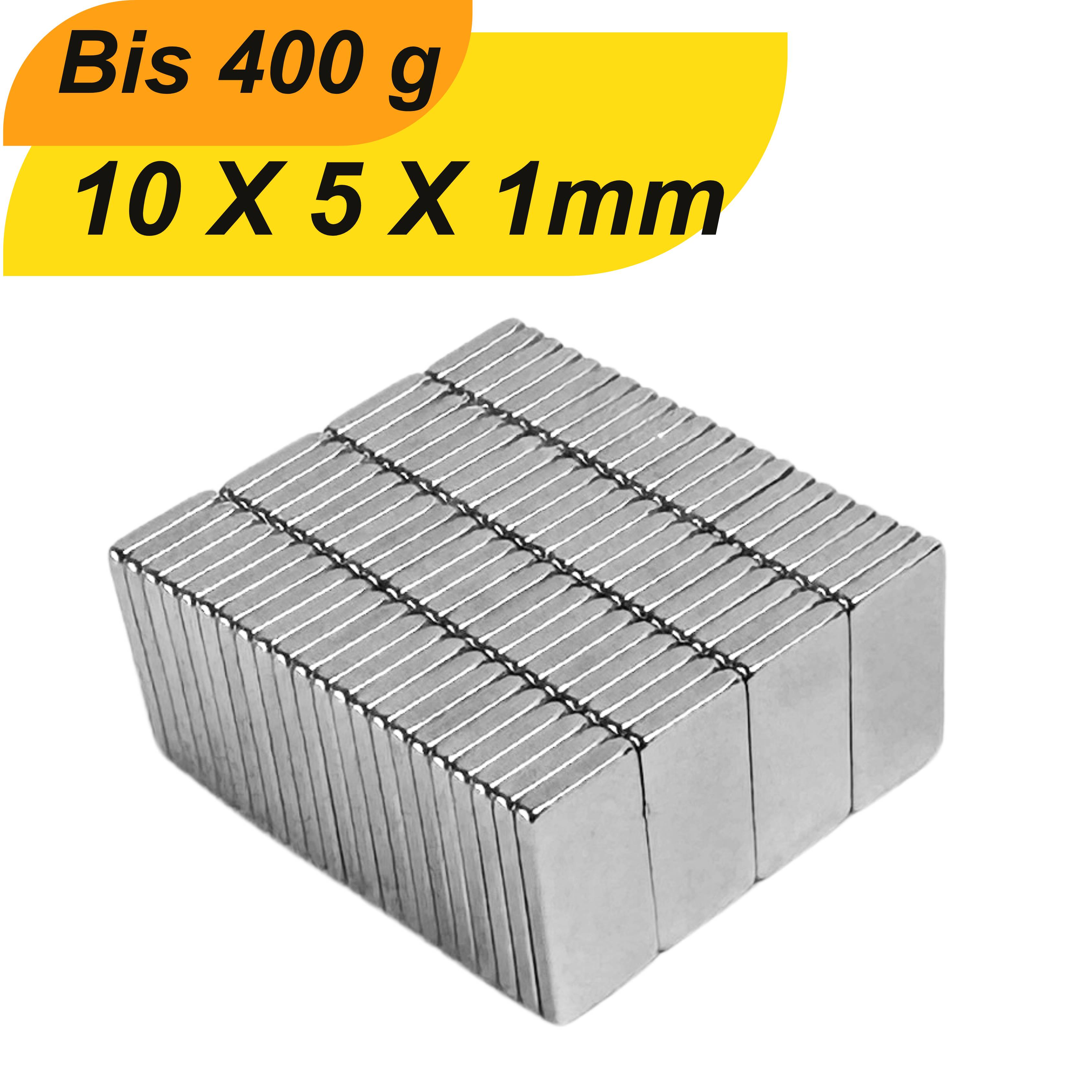50 Stück Neodym Magnet 10mm x 5mm x 1mm Supermagnete hohe Haftkraft Quadermagnete