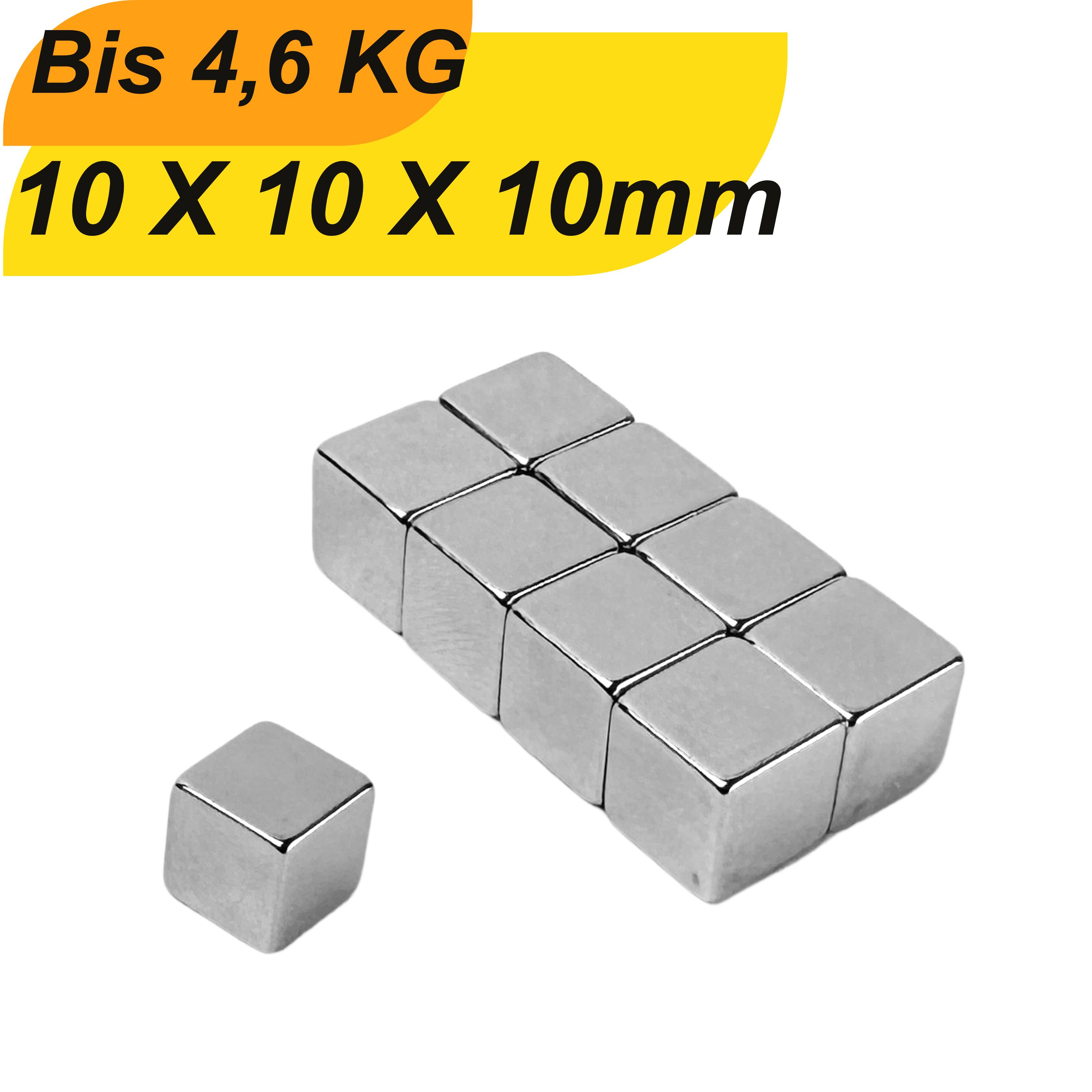 10 Stück Neodym Magnet 10mm x 10mm x 10mm Supermagnete hohe Haftkraft Würfelmagnete