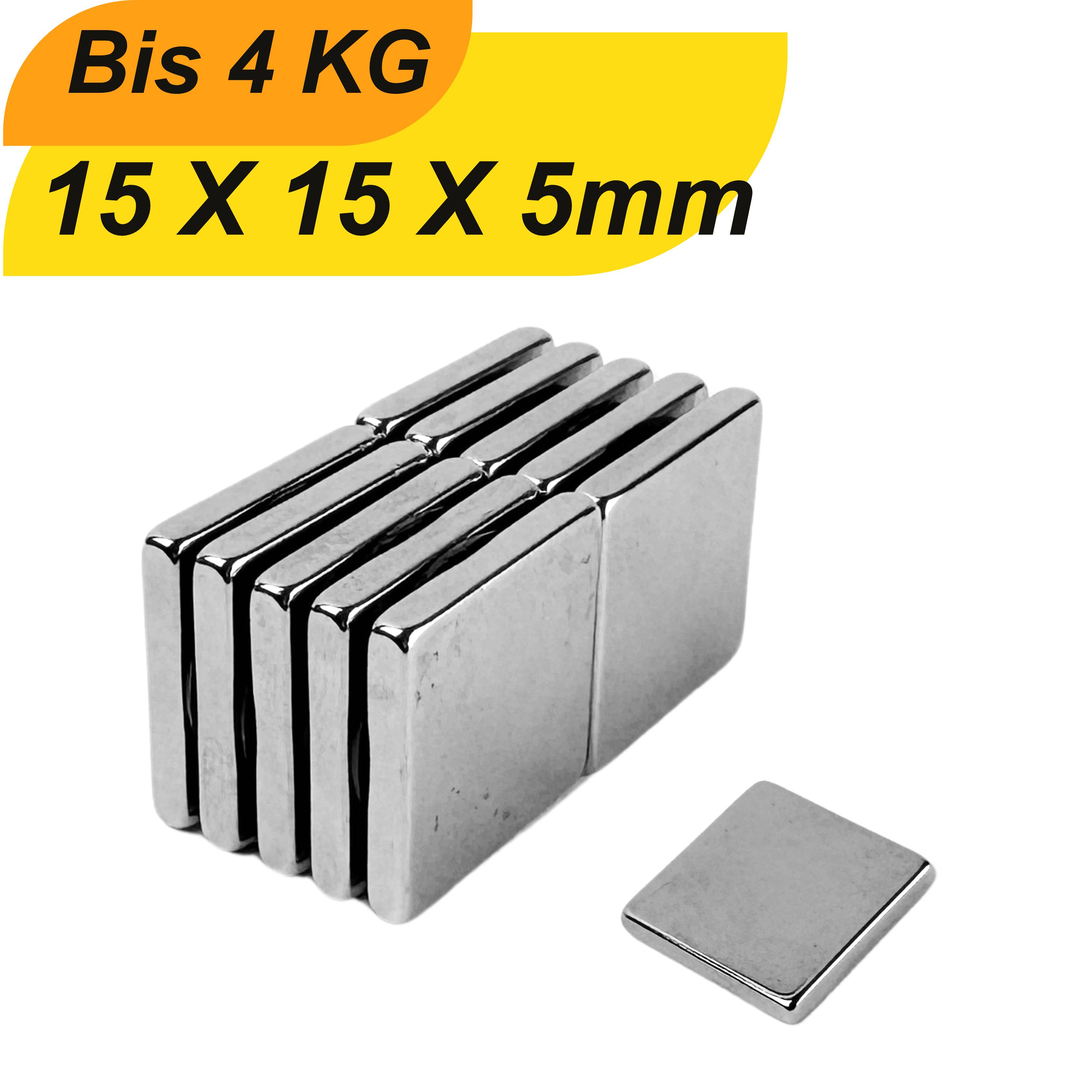 100 Stück Neodym Magnet 15mm X 15mm X 5mm Supermagnete hohe Haftkraft Quadermagnete