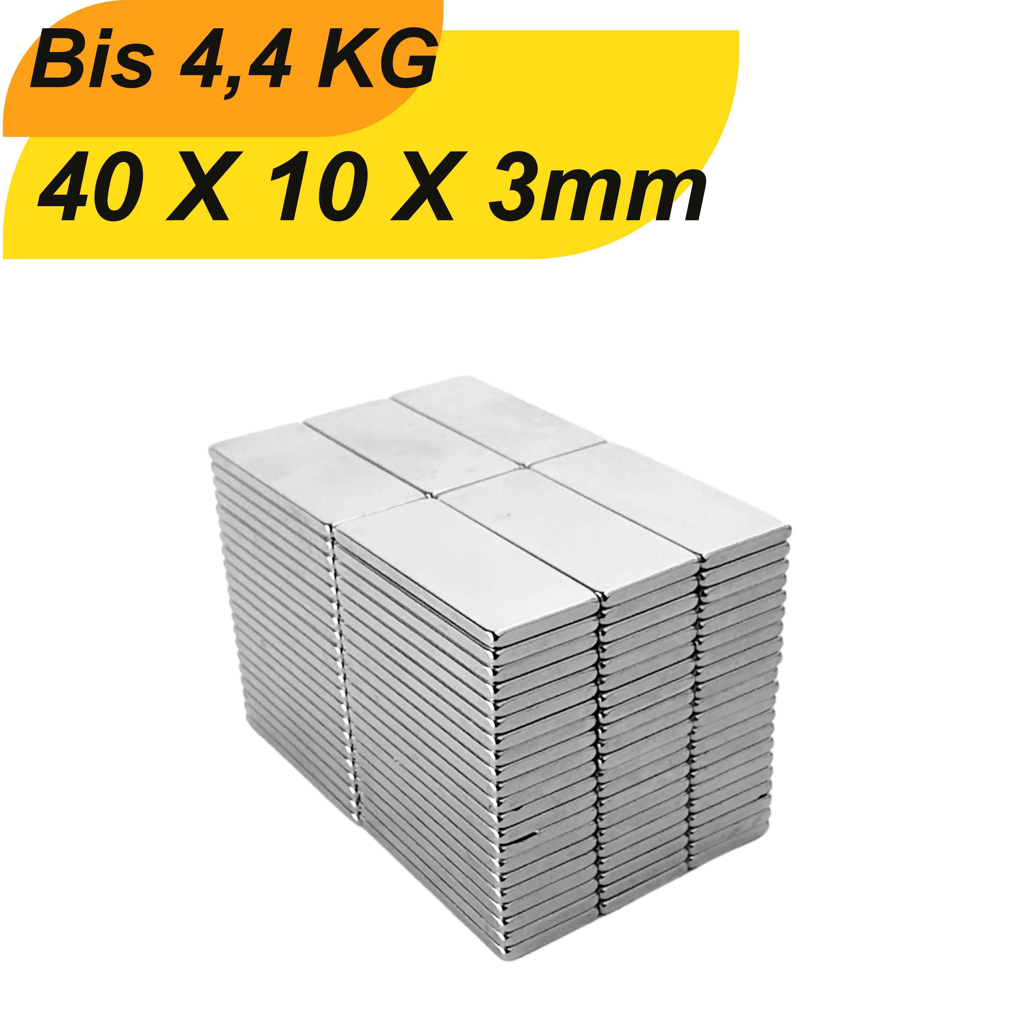 1 Stück Neodym Magnet 40mm x 10mm x 3mm Supermagnete hohe Haftkraft Quadermagnete