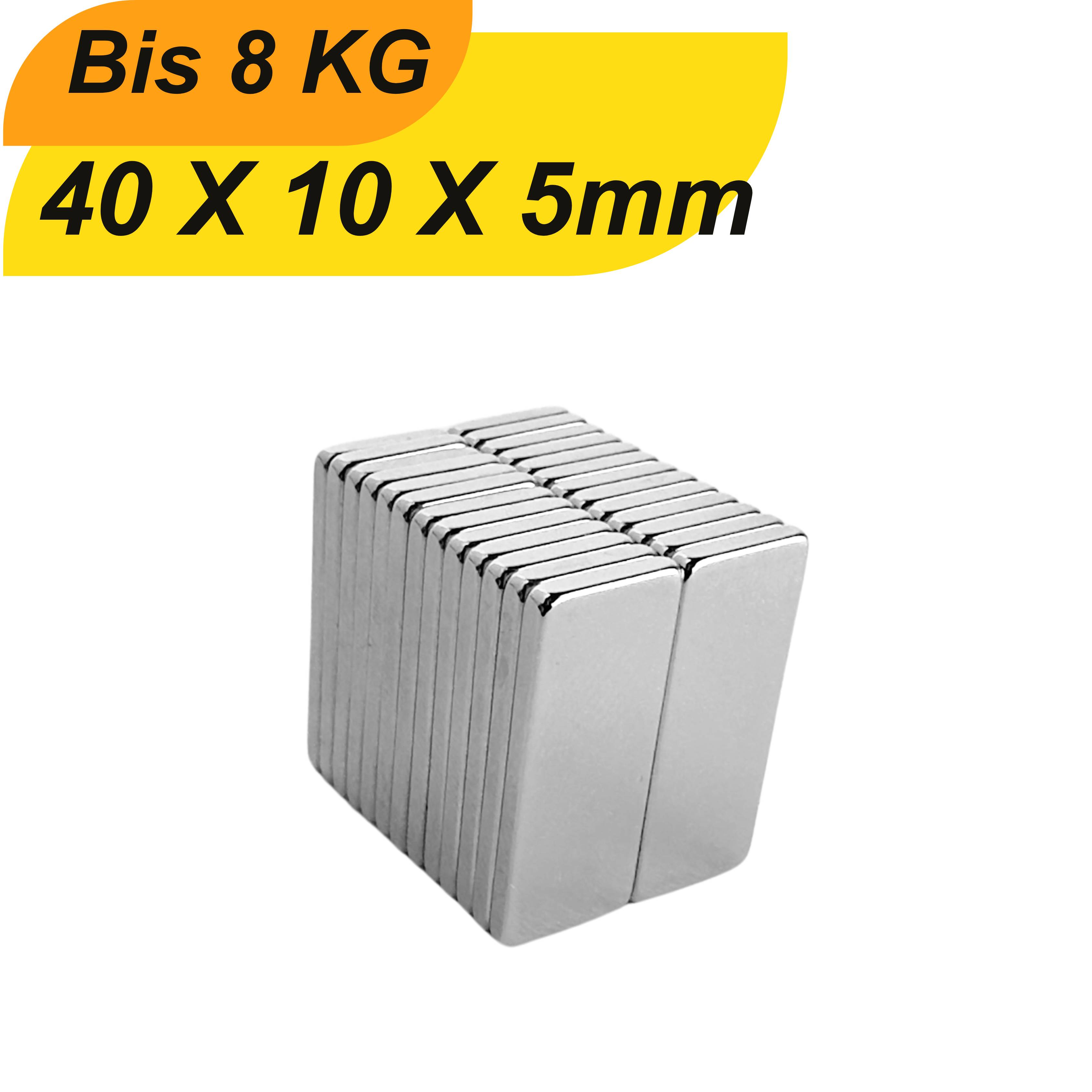 5 Stück Neodym Magnet 40mm x 10mm x 5mm Supermagnete hohe Haftkraft Quadermagnete