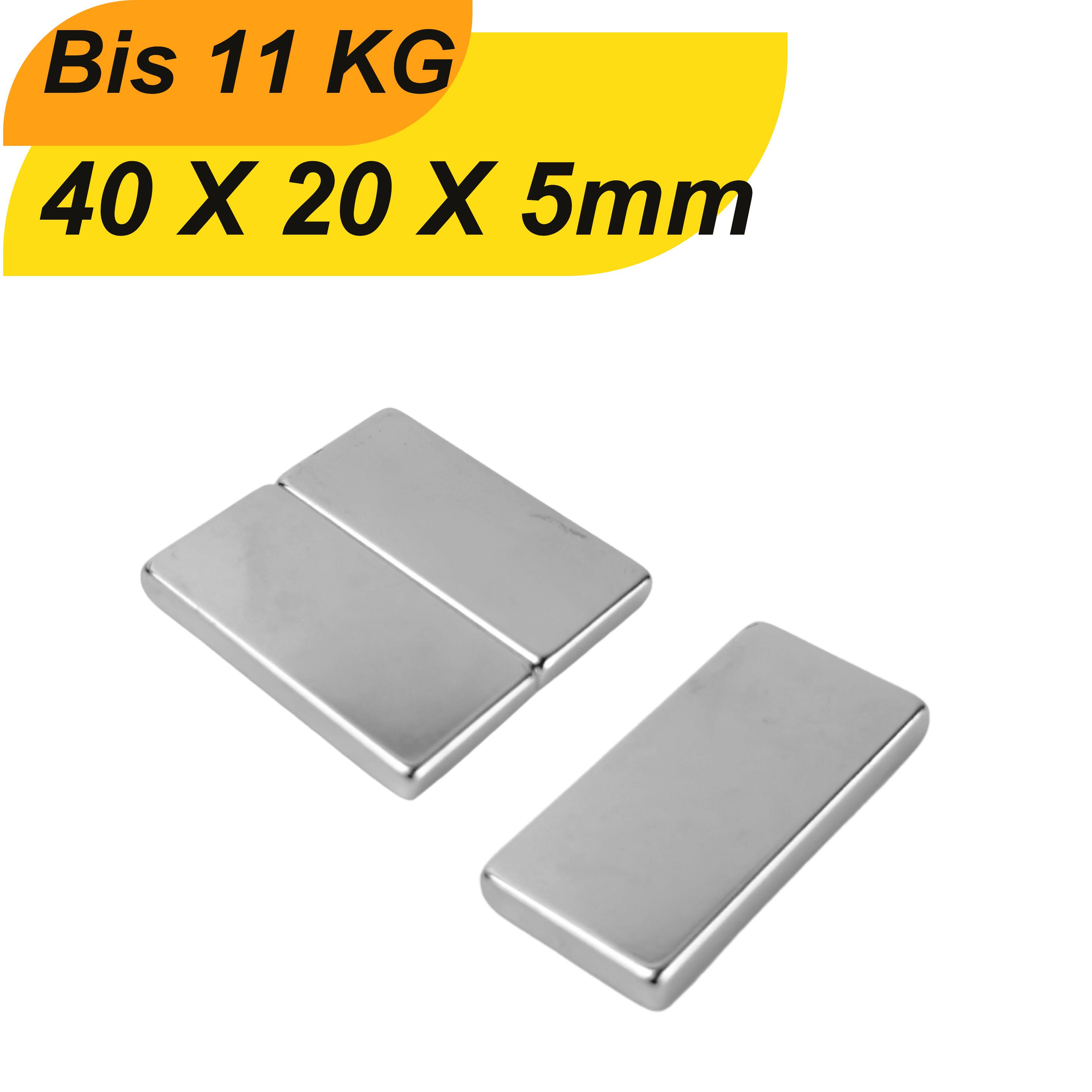 50 Stück Neodym Magnet 40mm x 20mm x 5mm Supermagnete hohe Haftkraft Quadermagnete