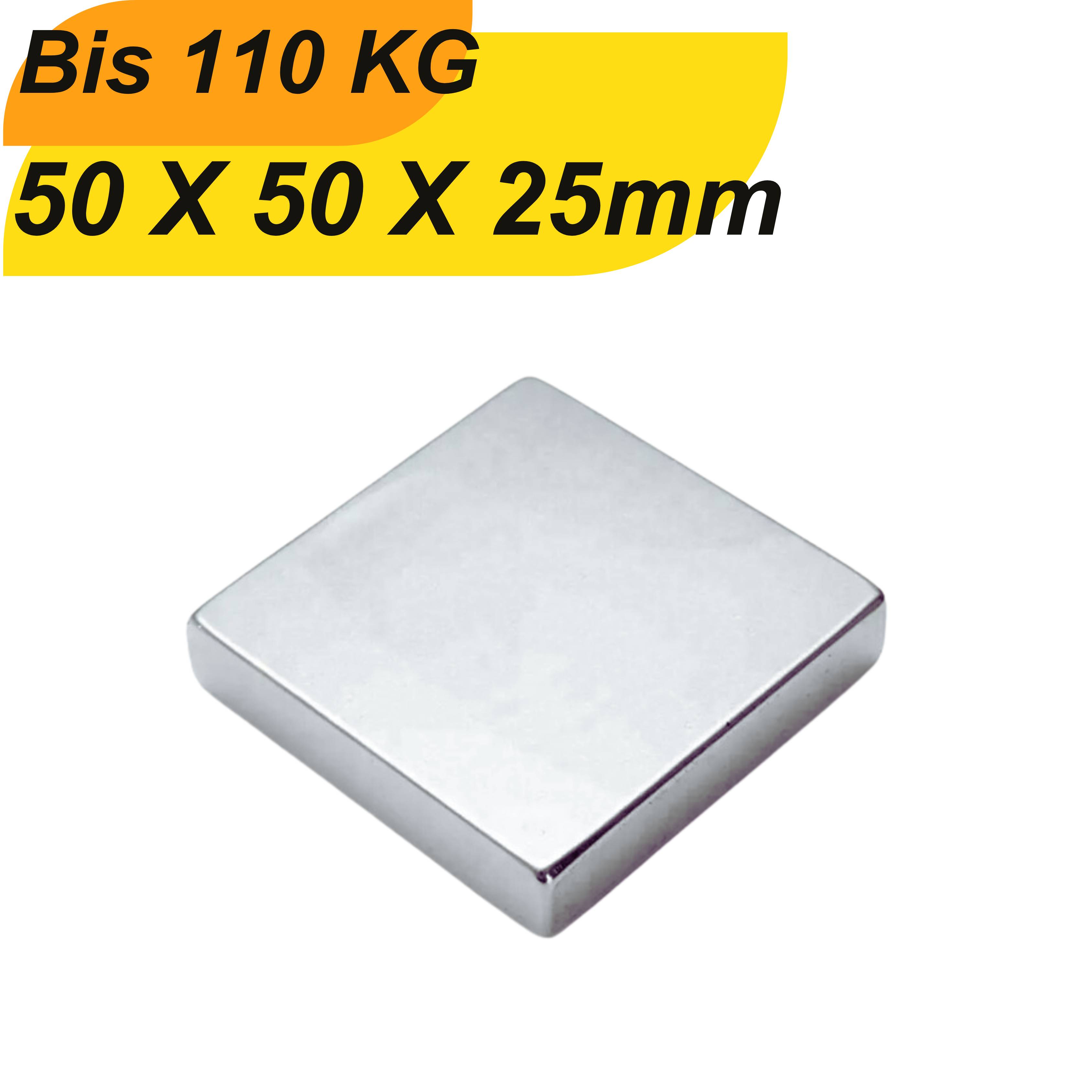 3 Stück Neodym Magnet 50mm x 50mm x 25mm Supermagnete hohe Haftkraft Quadermagnete