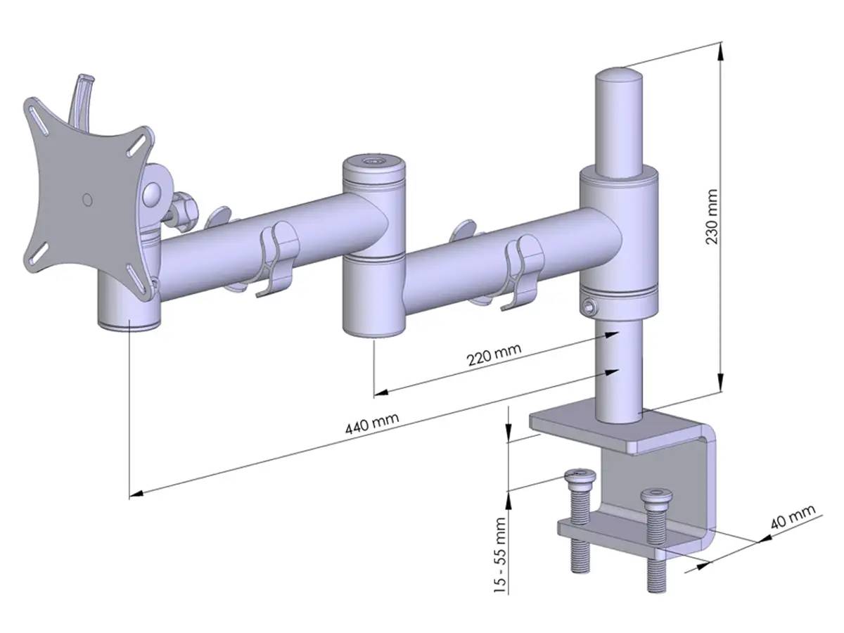 TFT-Vario Monitorhalter für 1 Bildschirm mit Tisch-Klemme - 17"-24"