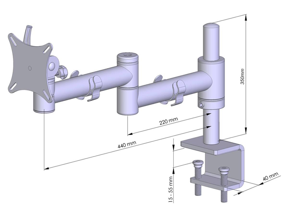 TFT-Vario Monitorhalter für 1 Bildschirm mit Tisch-Klemme - 25"-32"