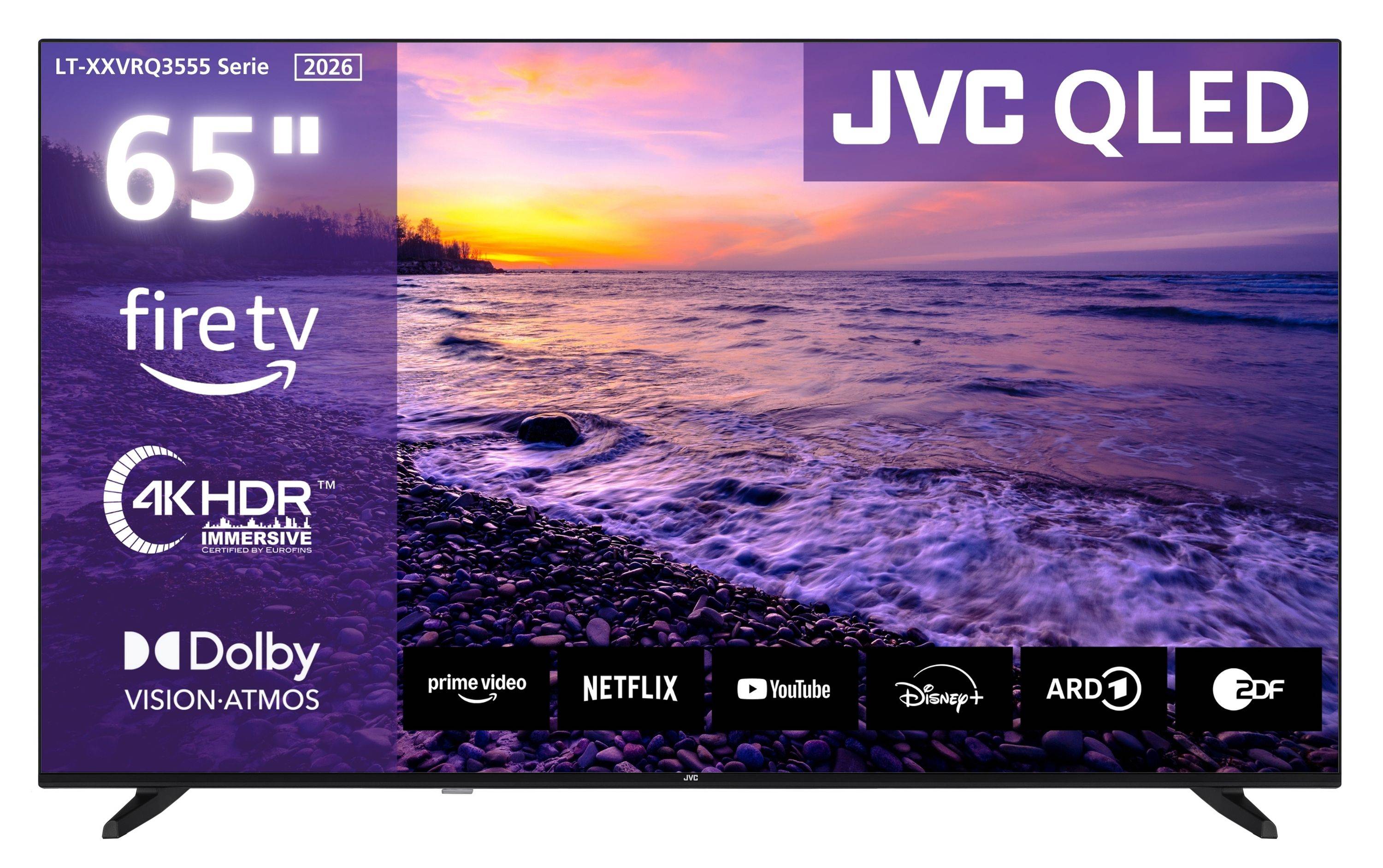 JVC Fernseher 65 Zoll Fire TV 4K QLED Smart TV mit Dolby Vision HDR, Dolby Atmos und Alexa Built-In
