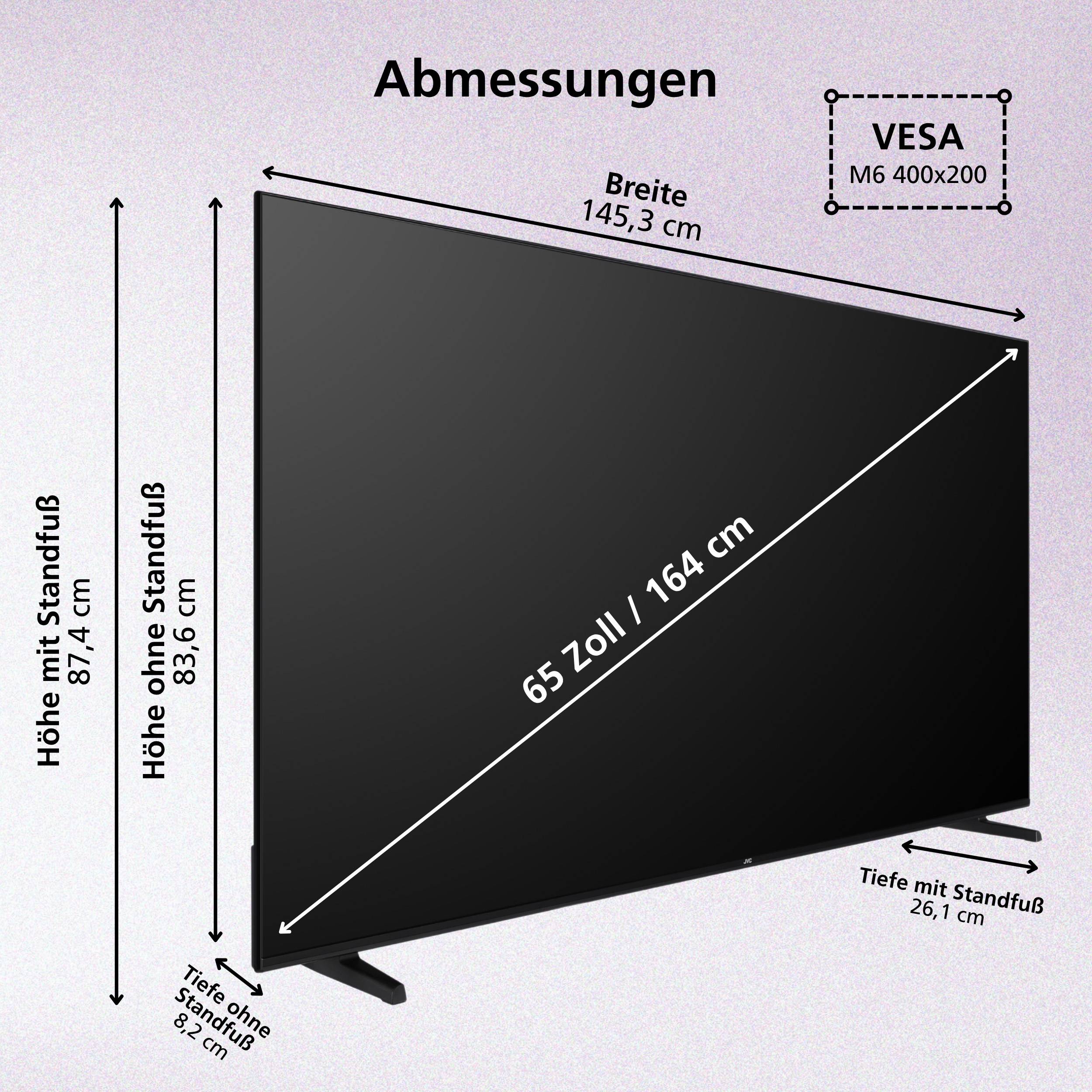 JVC Fernseher 65 Zoll Fire TV 4K QLED Smart TV mit Dolby Vision HDR, Dolby Atmos und Alexa Built-In