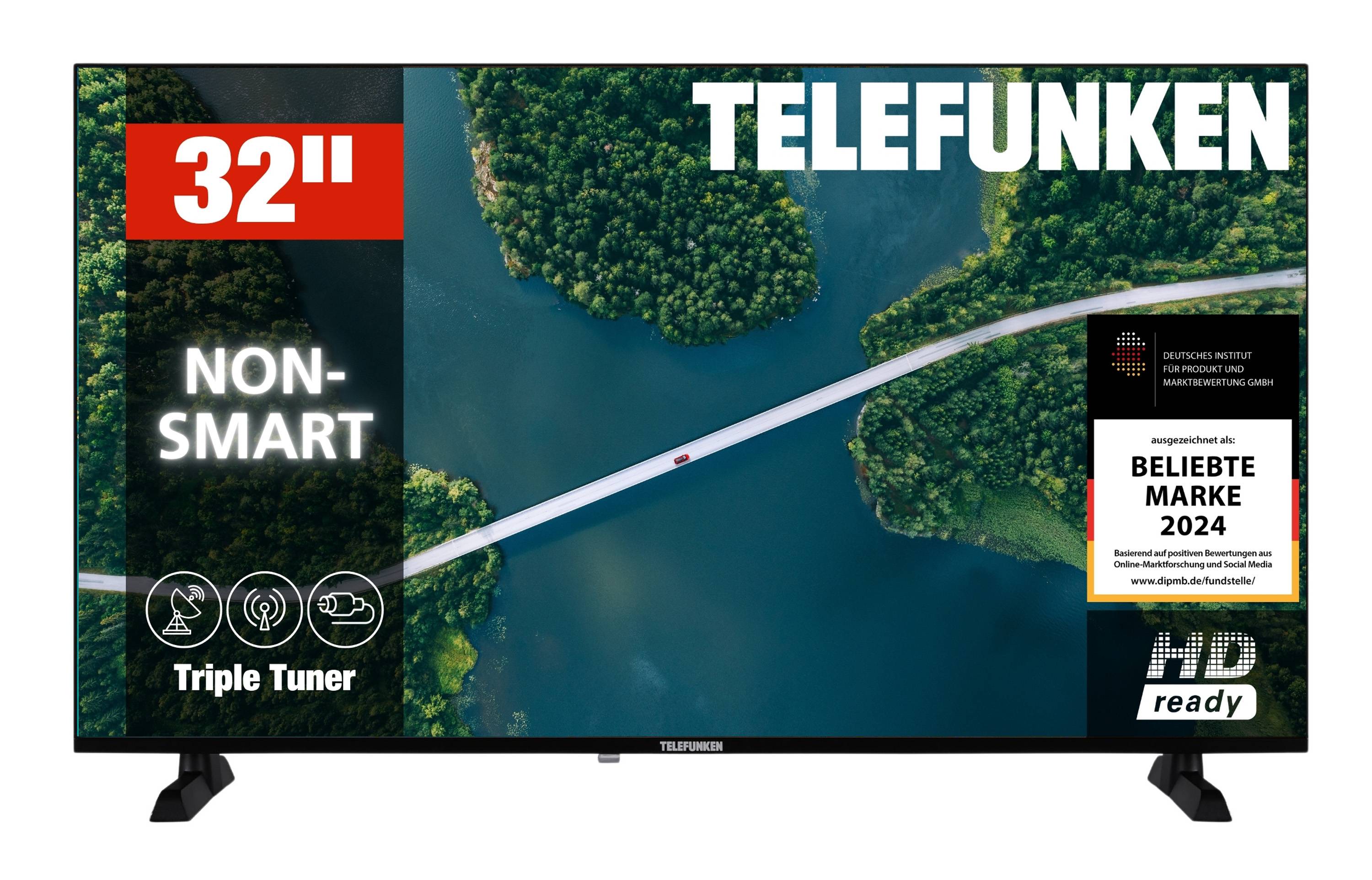 TELEFUNKEN 32 Zoll Fernseher XH32P900S LED TV HD-Ready mit 80cm Bildschirmdiagonale und Triple-Tuner