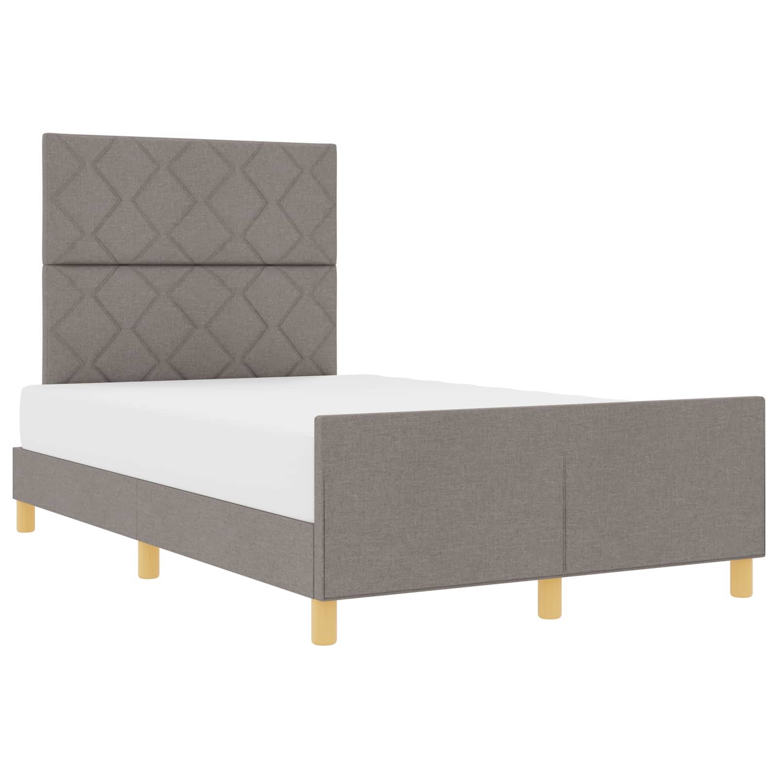 vidaXL Bettgestell mit Kopfteil Taupe 120 x 190 cm Stoff