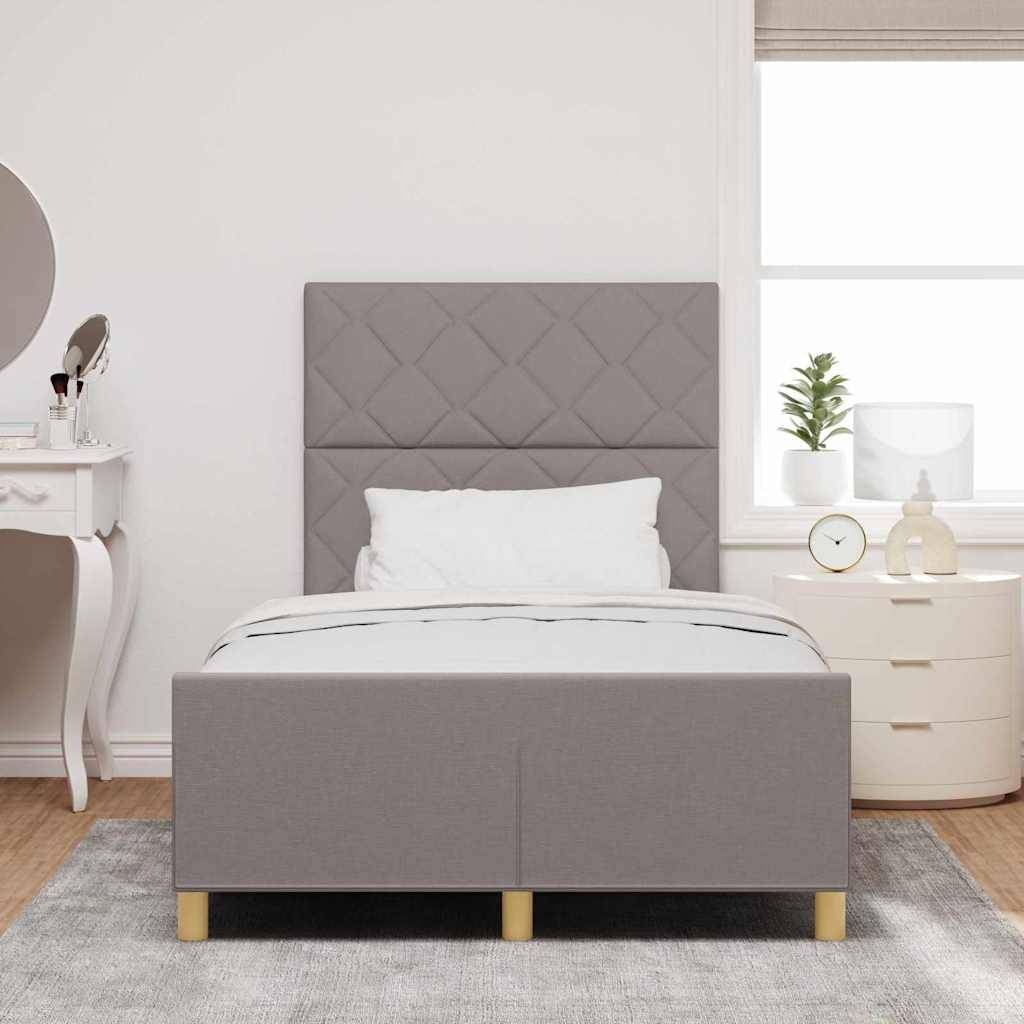 vidaXL Bettgestell mit Kopfteil Taupe 120 x 190 cm Stoff