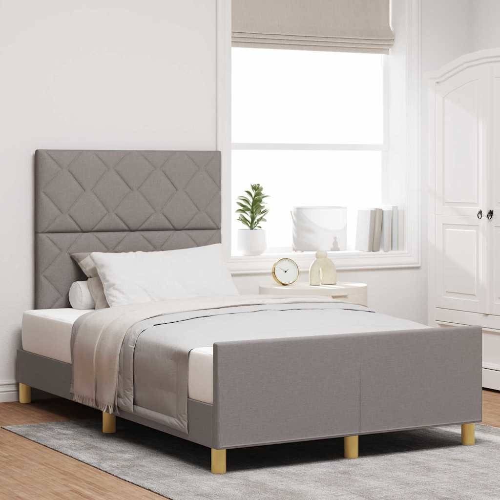 vidaXL Bettgestell mit Kopfteil Taupe 120 x 190 cm Stoff