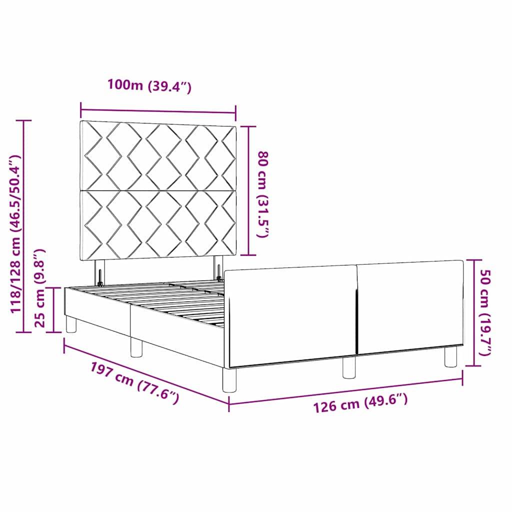 vidaXL Bettgestell mit Kopfteil Taupe 120 x 190 cm Stoff