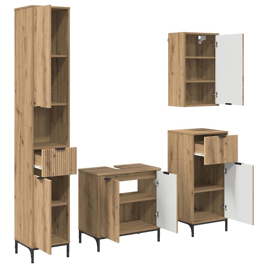 vidaXL Badezimmermöbel-Set mit Tür Artisan-Eiche Holzwerkstoff, Metall
