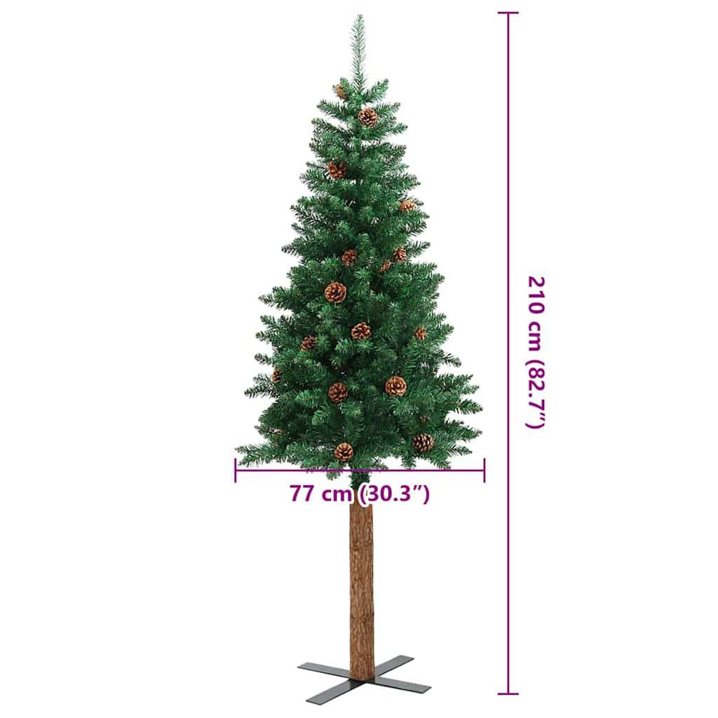 vidaXL Schlanker Weihnachtsbaum Grün 210 cm