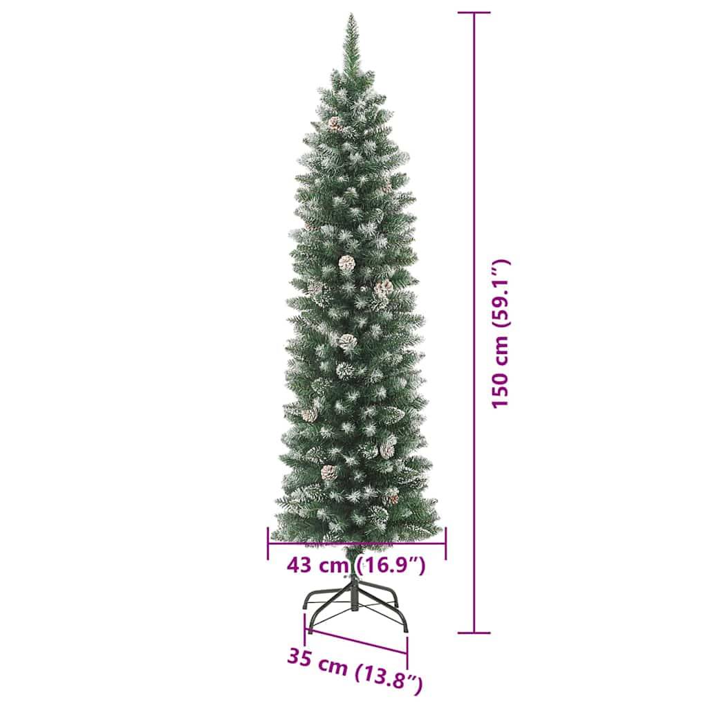 vidaXL Künstlicher schlanker Weihnachtsbaum Grün und Weiß 150 cm