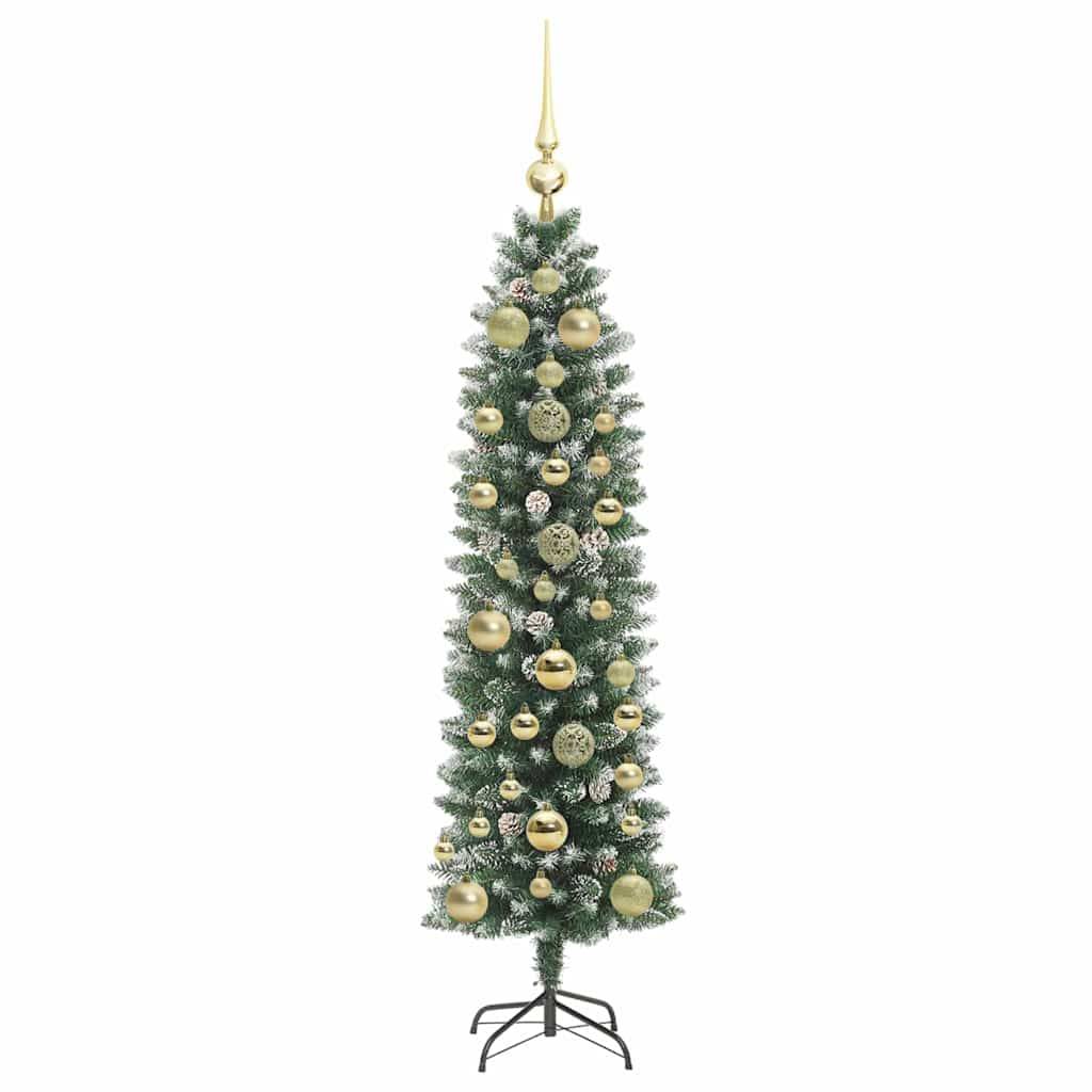 vidaXL Künstlicher schlanker Weihnachtsbaum Grün und Weiß 150 cm
