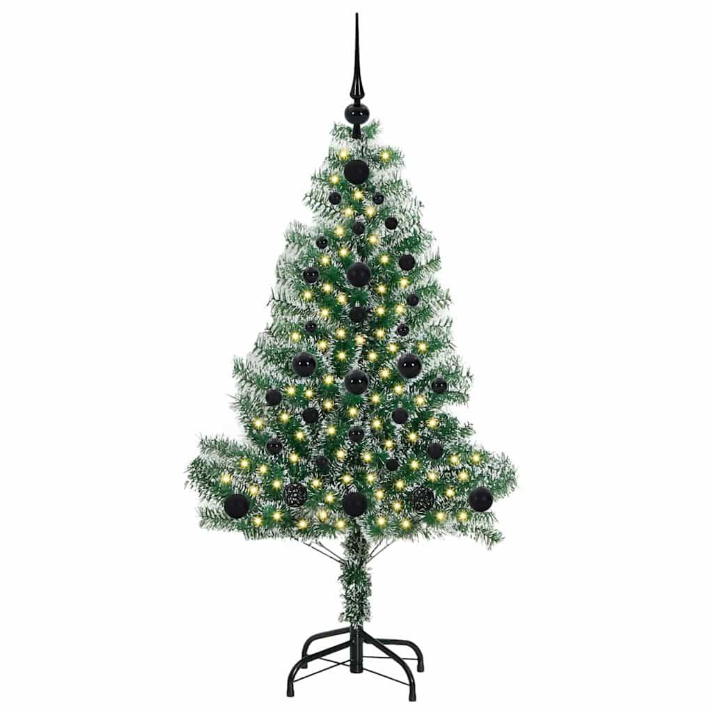 vidaXL Künstlicher Weihnachtsbaum beschneit mit LED Licht 120 cm