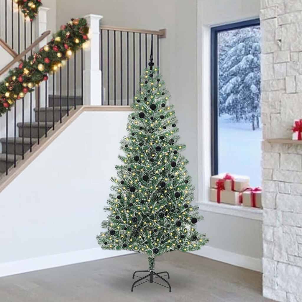 vidaXL Künstlicher Weihnachtsbaum beschneit mit LED Licht 240 cm
