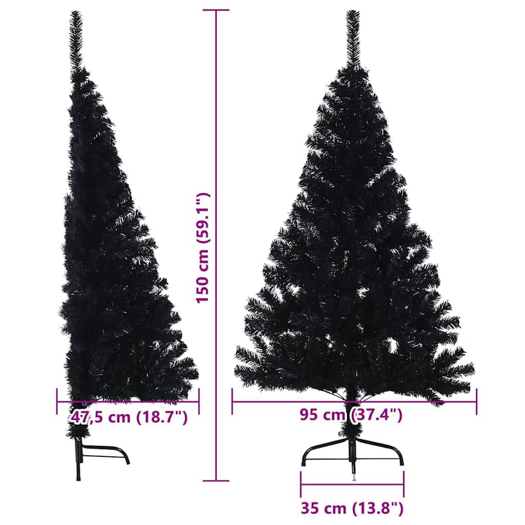 vidaXL Künstlicher vorbeleuchteter Weihnachtsbaum Schwarz 150 cm PVC