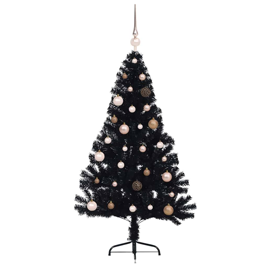 vidaXL Künstlicher vorbeleuchteter Weihnachtsbaum Schwarz 150 cm PVC