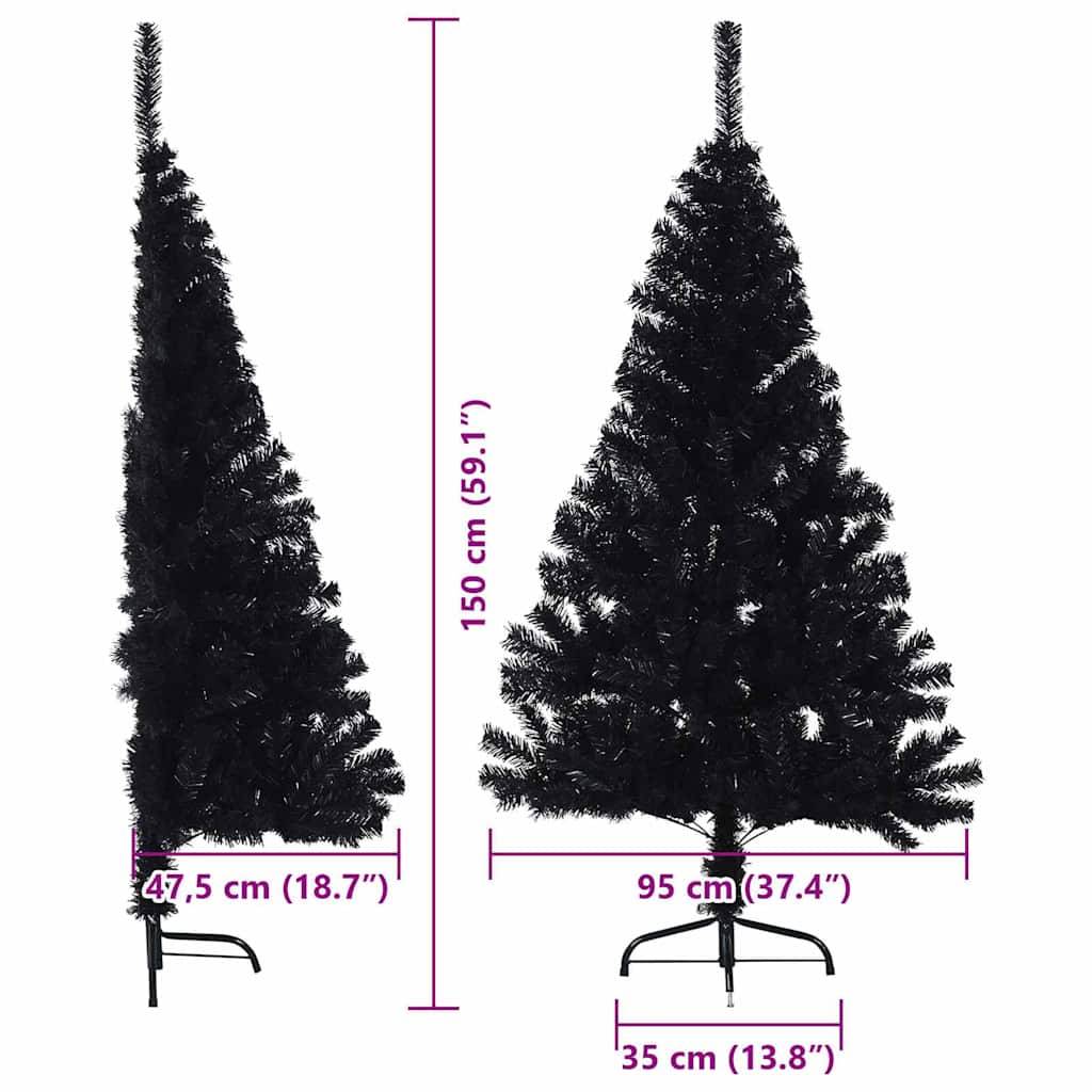Zwei schwarze künstliche Weihnachtsbäume unterschiedlicher Größe auf Ständern. Größerer Baum: 150 cm hoch, 95 cm breit; kleinerer Baum: 120 cm hoch, 47,5 cm breit.