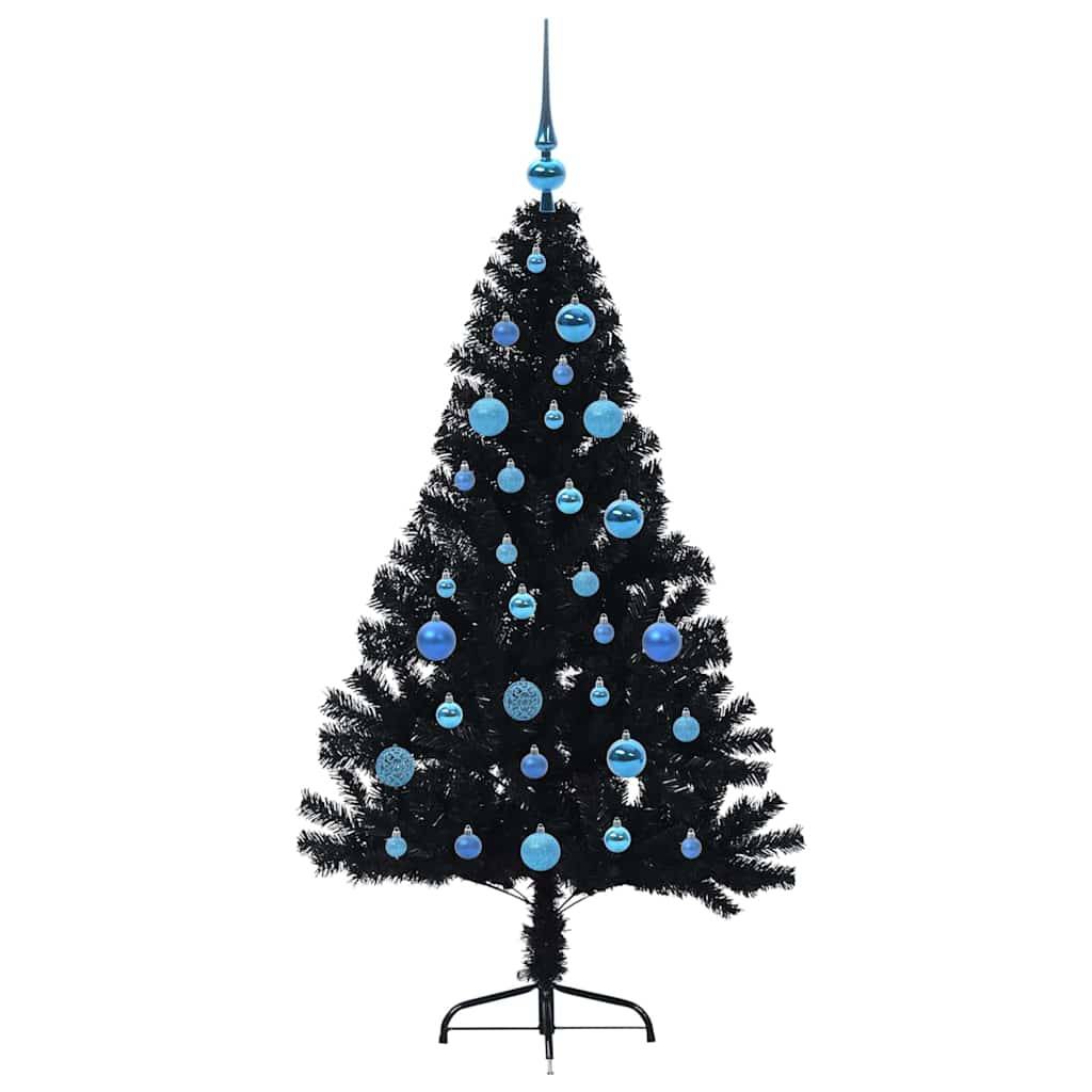 vidaXL Künstlicher vorbeleuchteter Weihnachtsbaum Schwarz 150 cm PVC