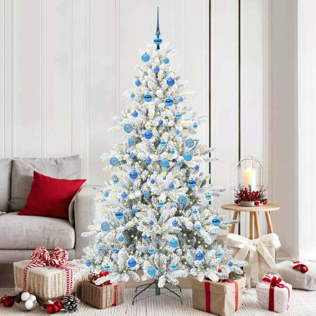 vidaXL Künstlicher klappbarer Weihnachtsbaum Weiß 180 cm PVC und Stahl