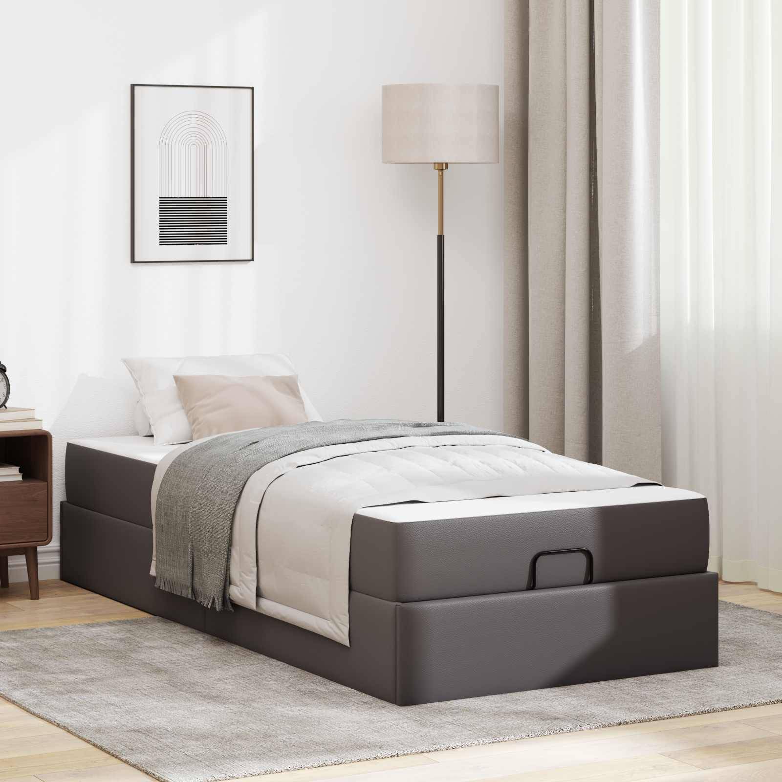vidaXL Bettgestell mit Matratze Sonstiges 2 pcs Grau PVC