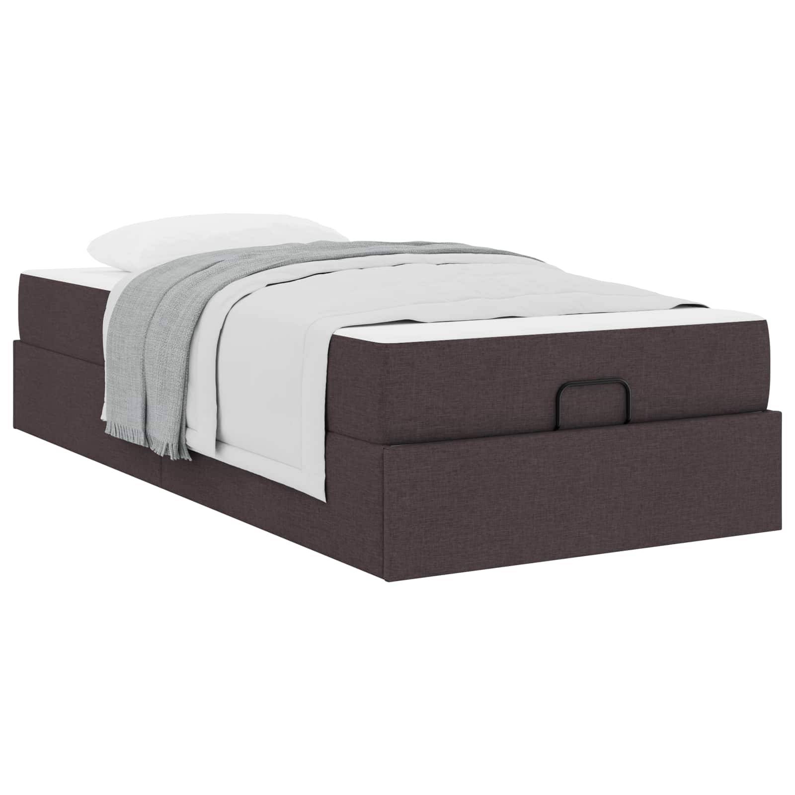 vidaXL Bettgestell mit Matratze 2 pcs Hellbraun Stoff