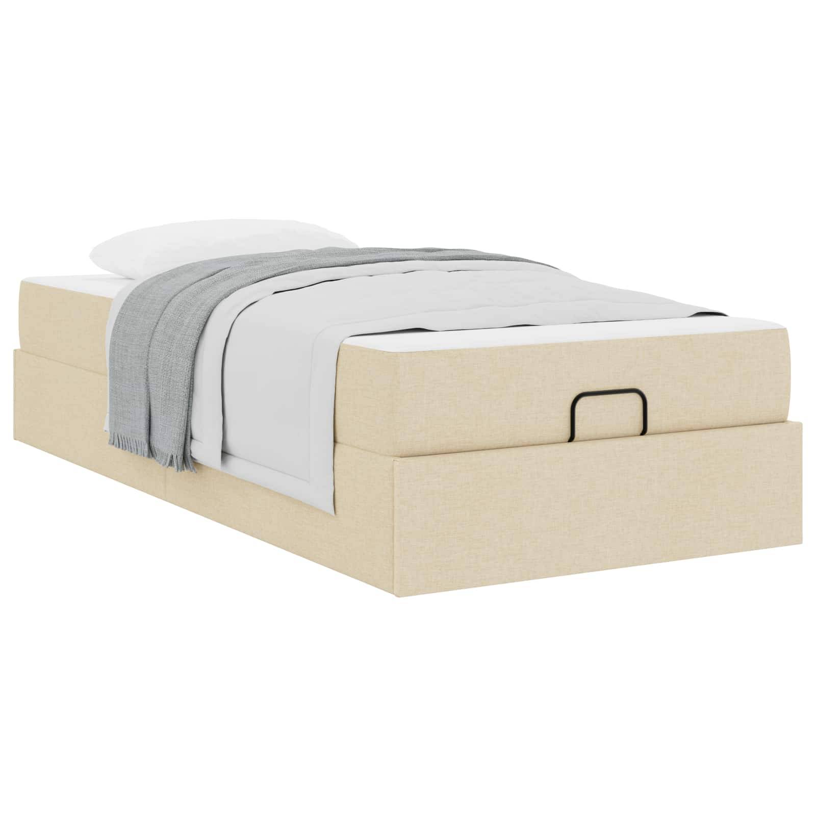 vidaXL Bettgestell mit Matratze 2 pcs Creme Stoff