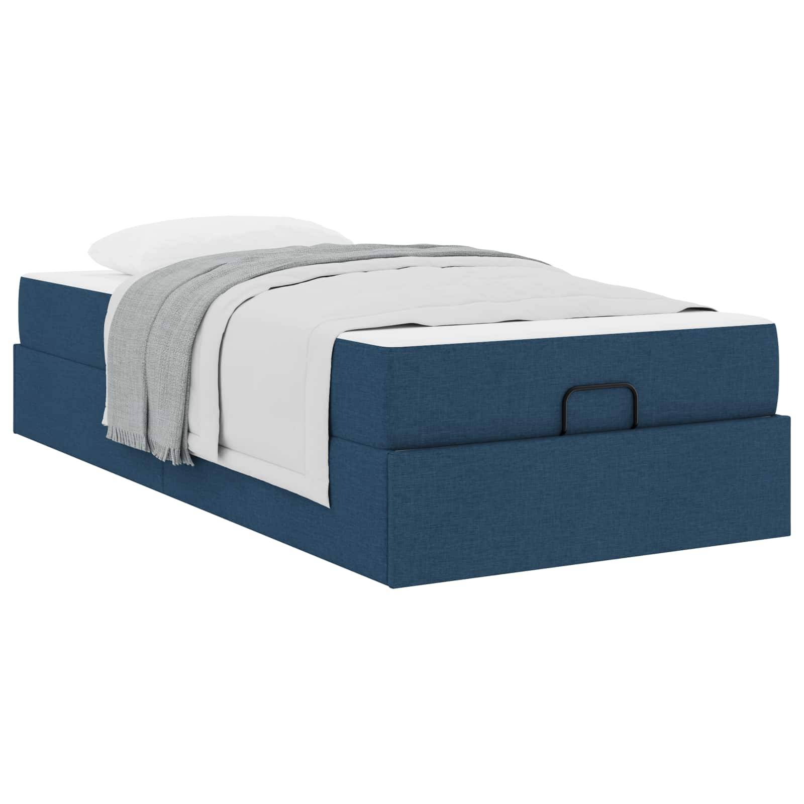 vidaXL Bettgestell mit Matratze 2 pcs Blau Stoff