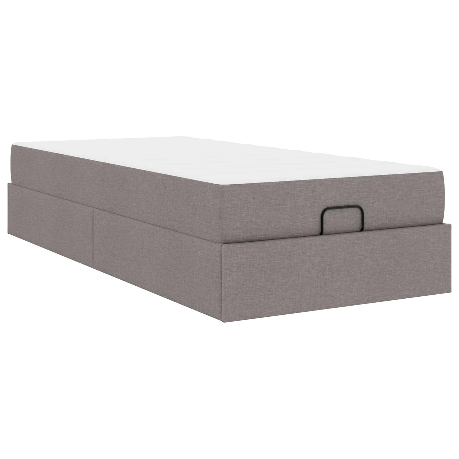 vidaXL Bettgestell mit Matratze 2 pcs Taupe Stoff