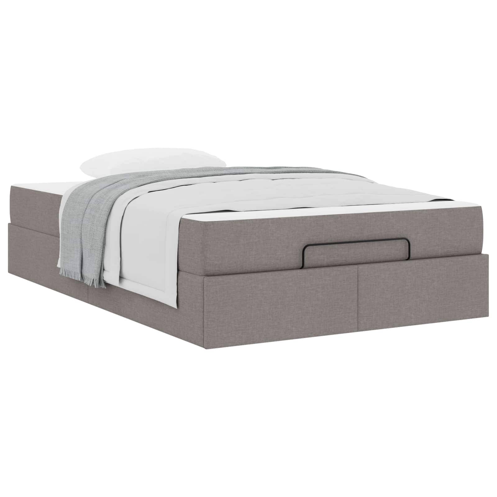 vidaXL Bettgestell mit Matratze 2 pcs Taupe Stoff