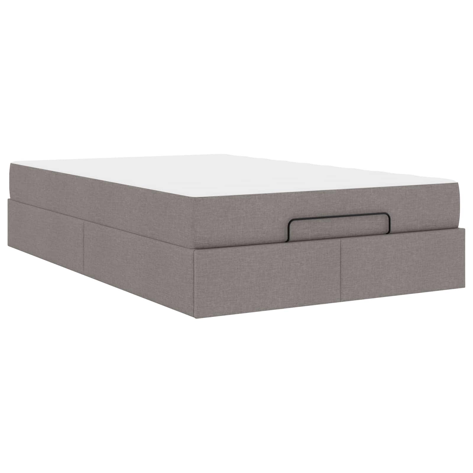 vidaXL Bettgestell mit Matratze 2 pcs Taupe Stoff