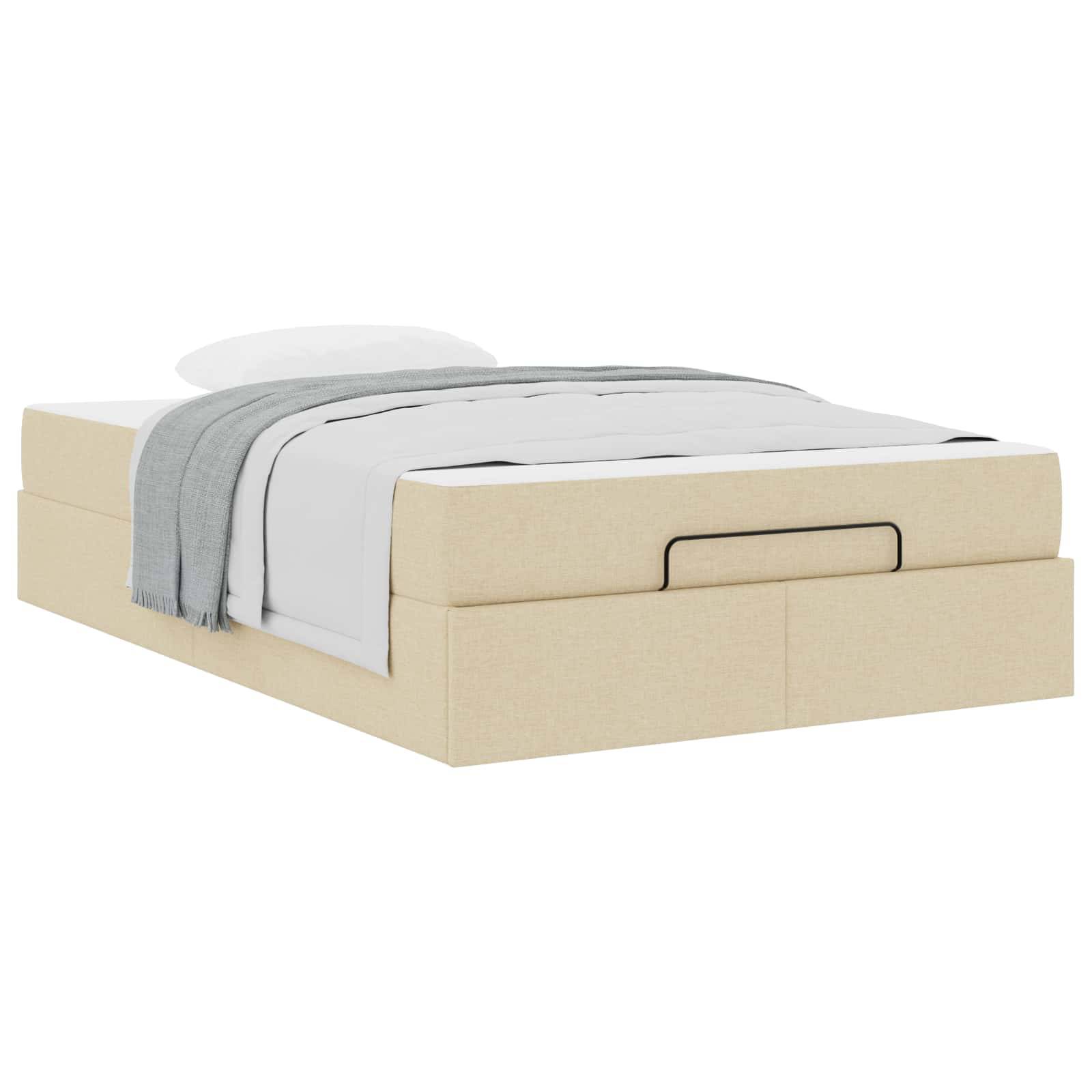 vidaXL Bettgestell mit Matratze 2 pcs Creme Stoff
