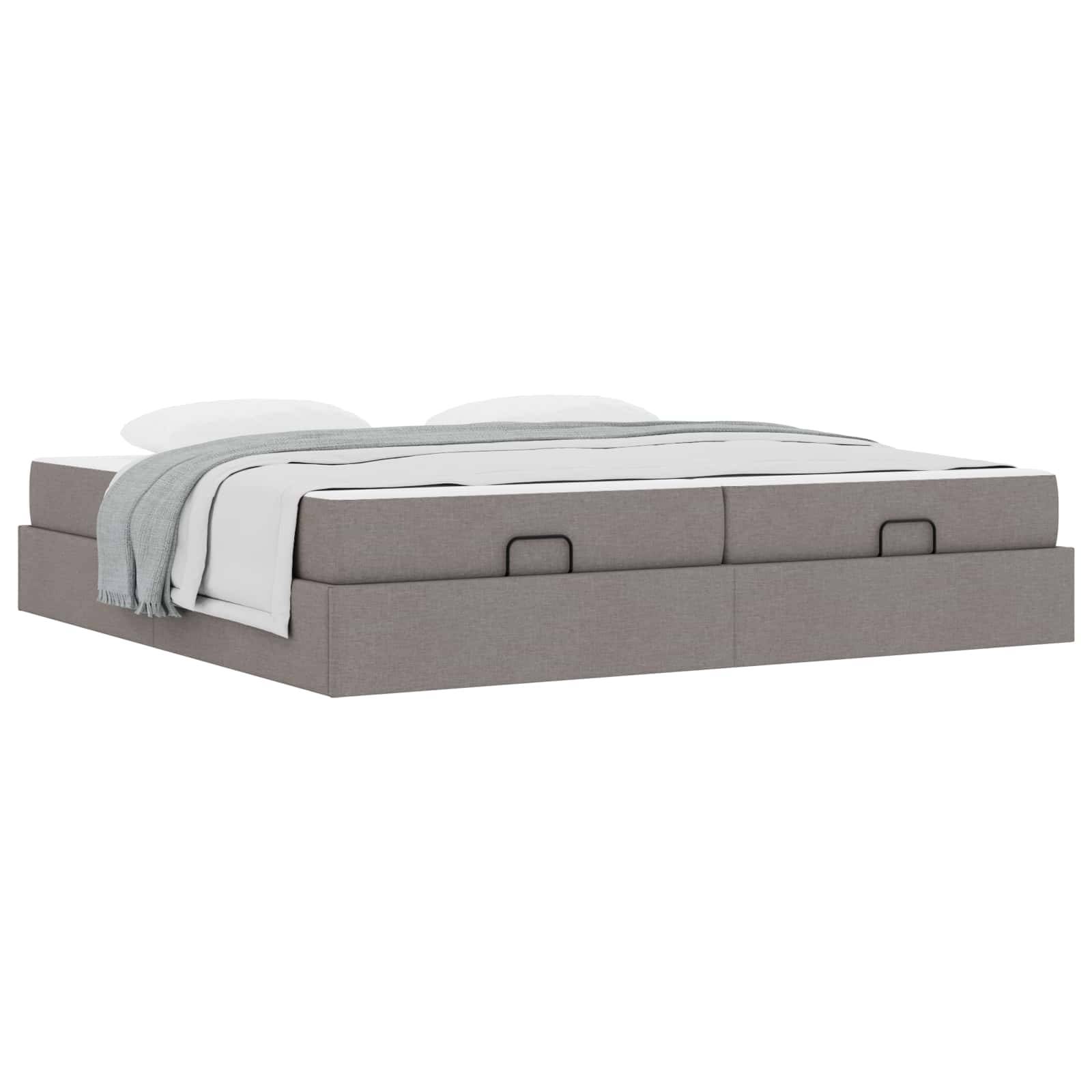 vidaXL Bettgestell mit Matratze mit Matratze 2 pcs Taupe Stoff