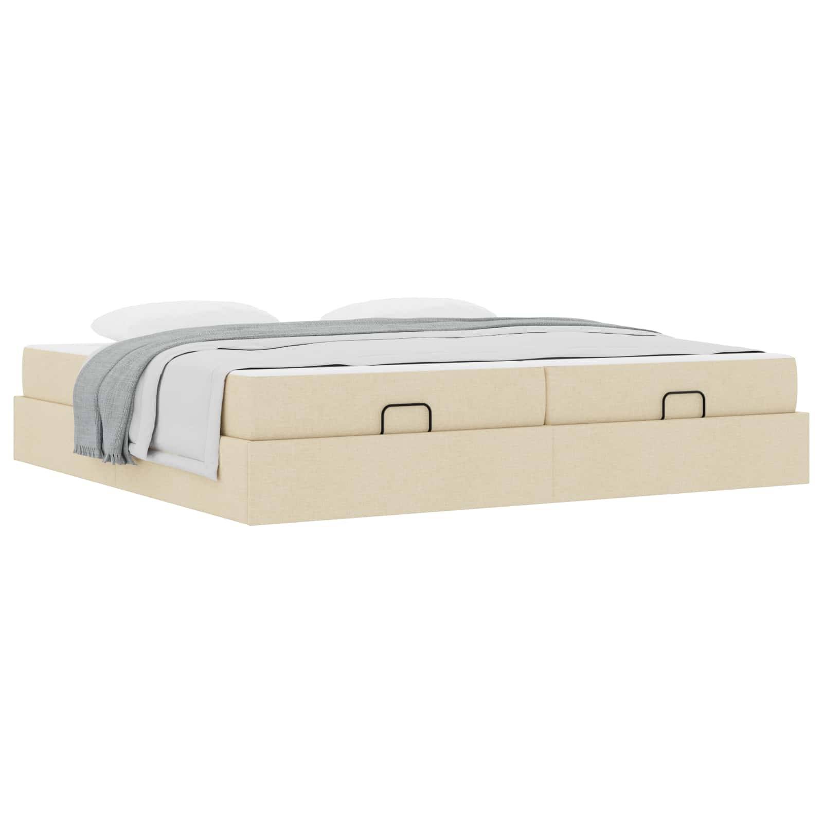 vidaXL Bettgestell mit Matratze mit Matratze 2 pcs Creme Stoff