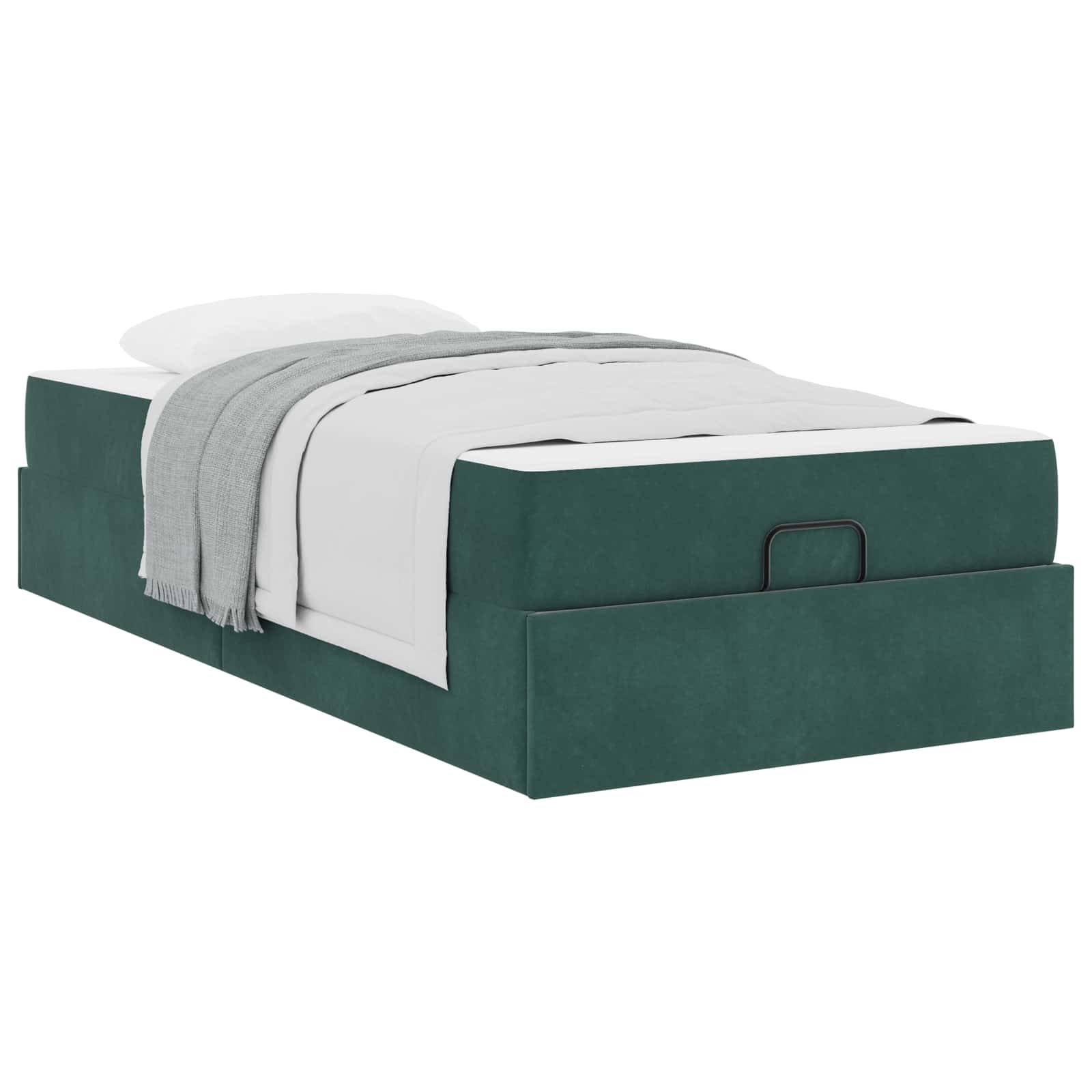 vidaXL Bettgestell mit Matratze 2 pcs Grün Samt