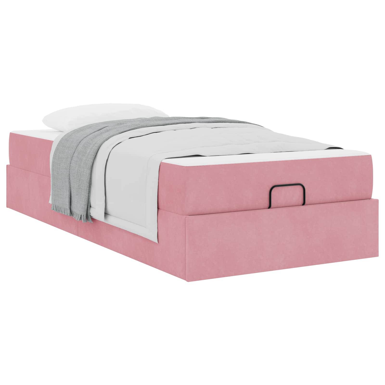 vidaXL Bettgestell mit Matratze 2 pcs Rosa Samt