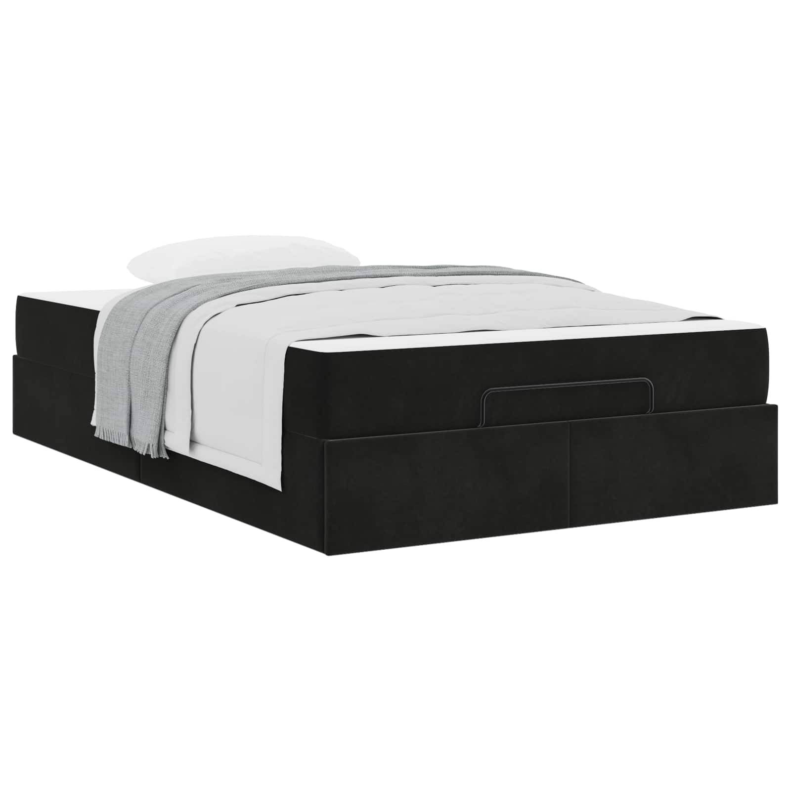 vidaXL Bettgestell mit Matratze 2 pcs Schwarz Samt