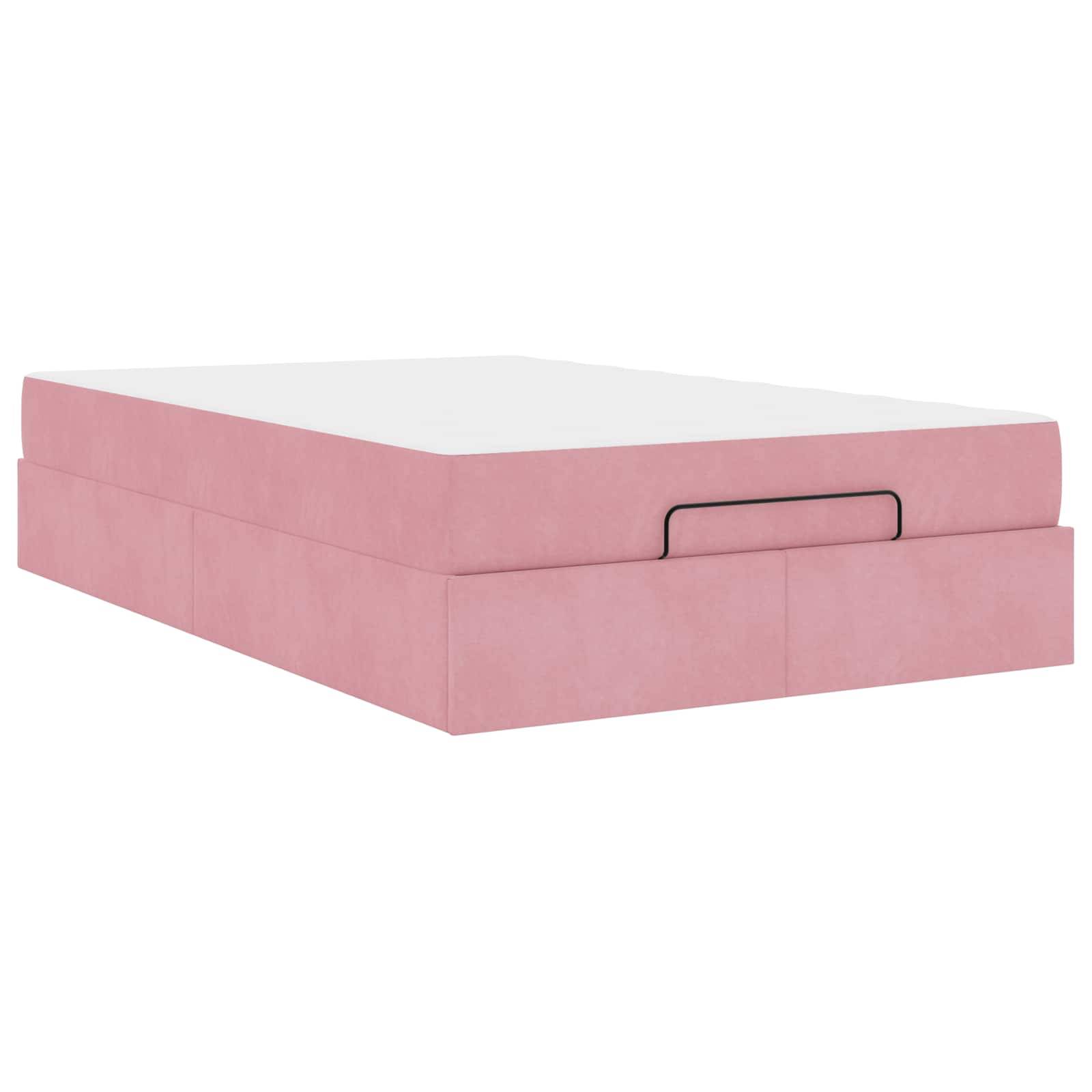 vidaXL Bettgestell mit Matratze 2 pcs Rosa Samt