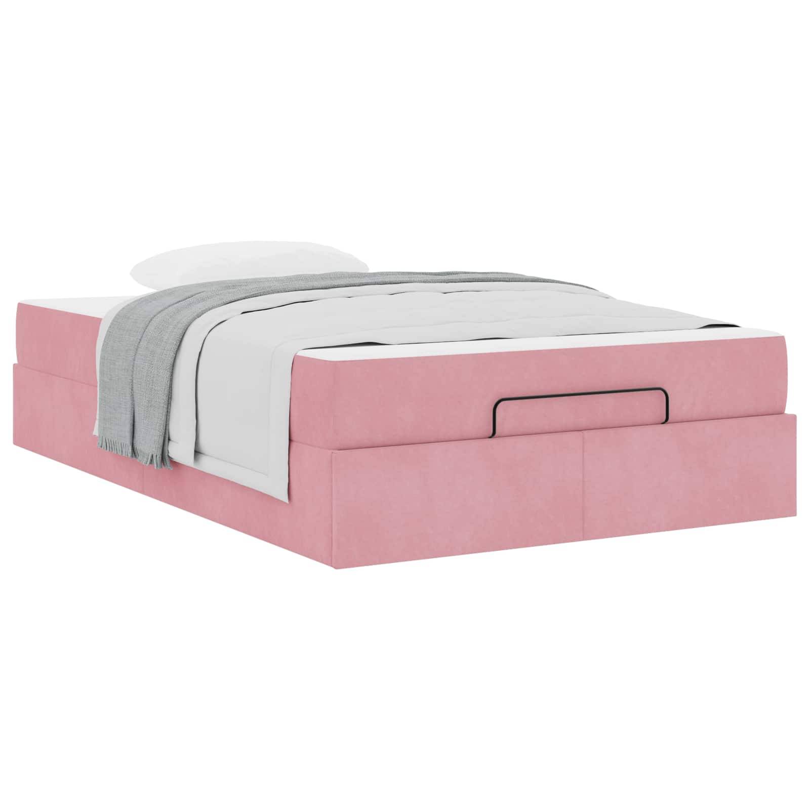 vidaXL Bettgestell mit Matratze 2 pcs Rosa Samt