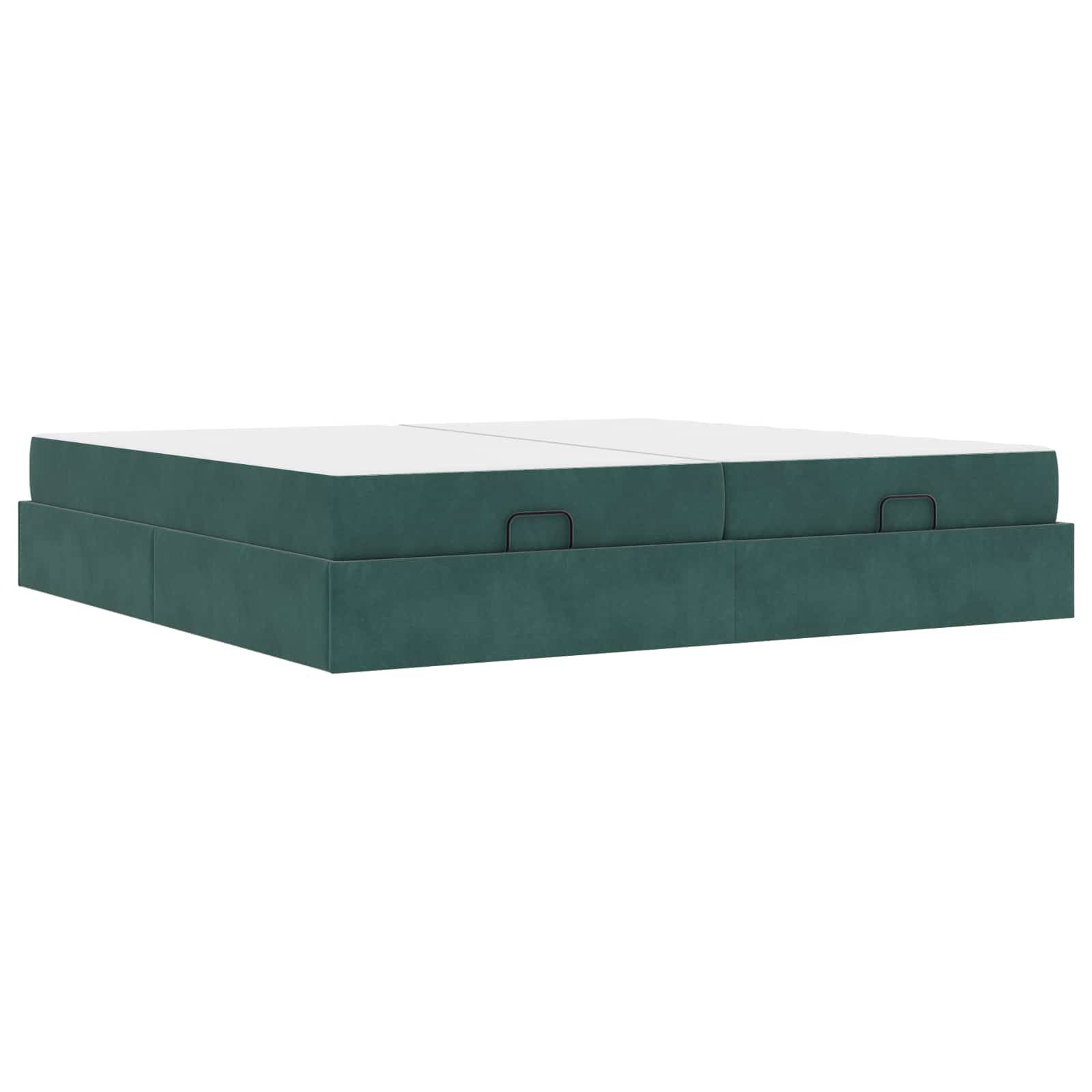 vidaXL Bettgestell mit Matratze mit Matratze 2 pcs Grün Samt