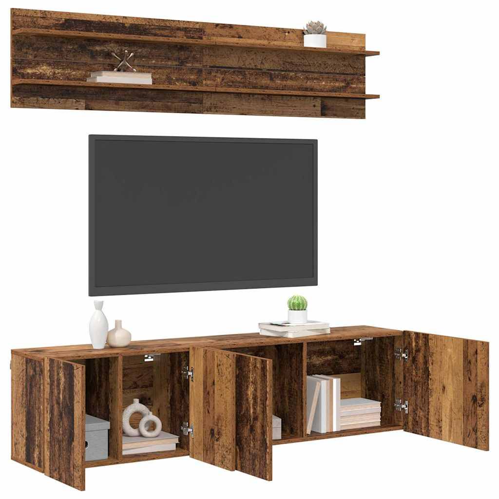 vidaXL TV-Einheiten Wandmontiert 6 pcs Altholz Holzwerkstoff