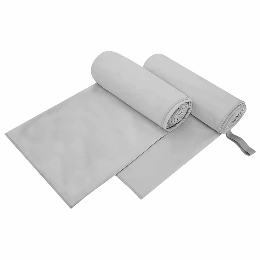 vidaXL Sporthandtücher 2 pcs Grau 200 x 100 cm Polyester und Polyamid