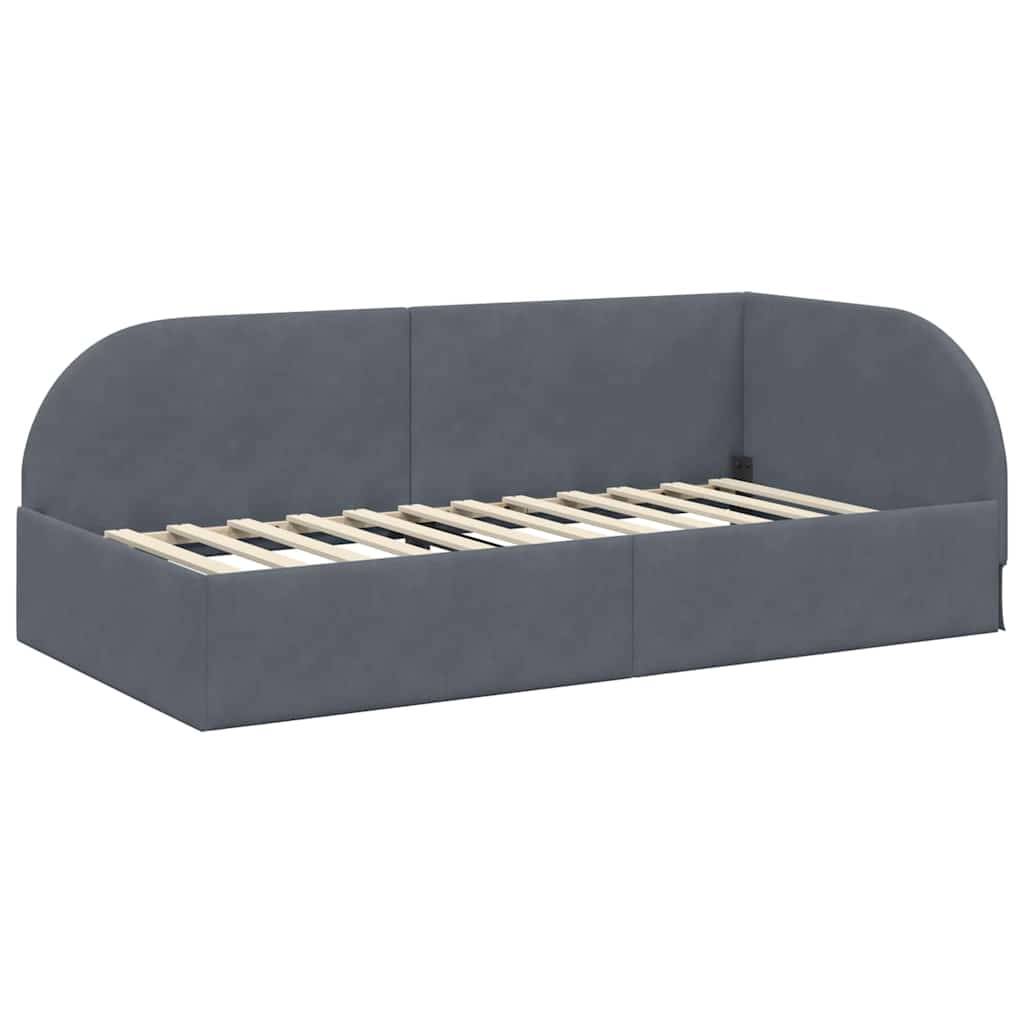 vidaXL Eckbettgestell mit Kopfteil Dunkelgrau 80 cm x 200 cm Samt