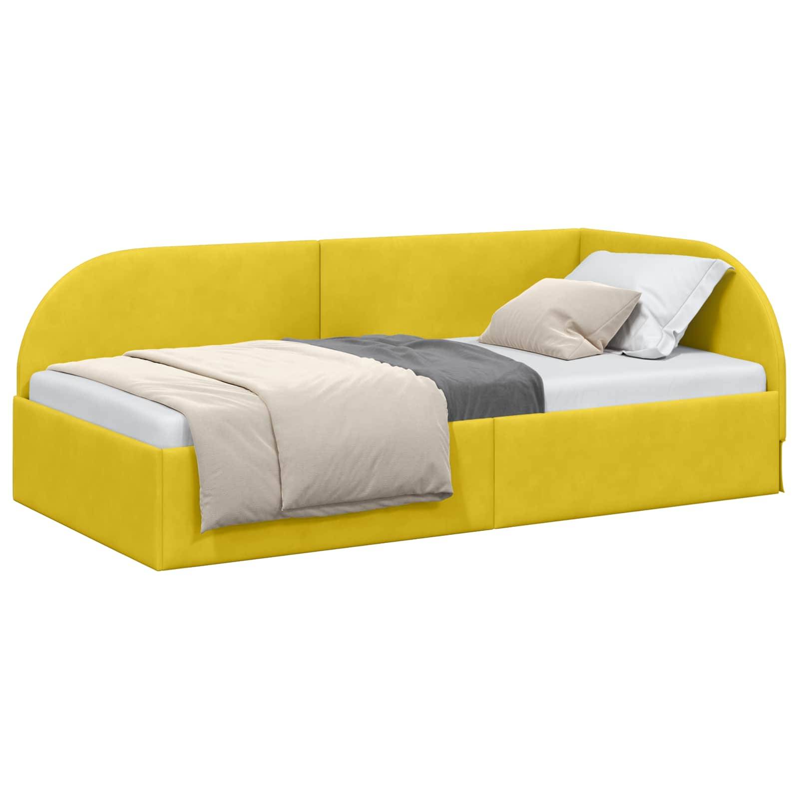 vidaXL Eckbettgestell mit Kopfteil Gelb 80 cm x 200 cm Samt