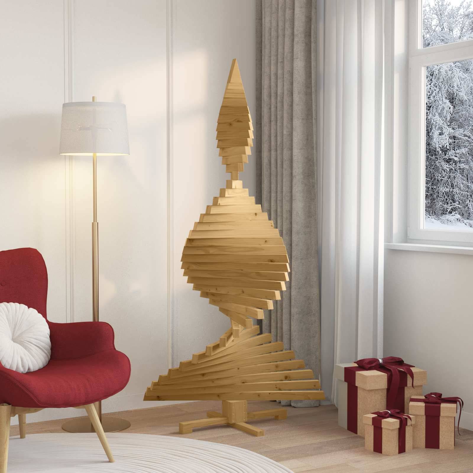 vidaXL Weihnachtsbäume mit Ständer Braun 180 cm Massivholz Kiefer